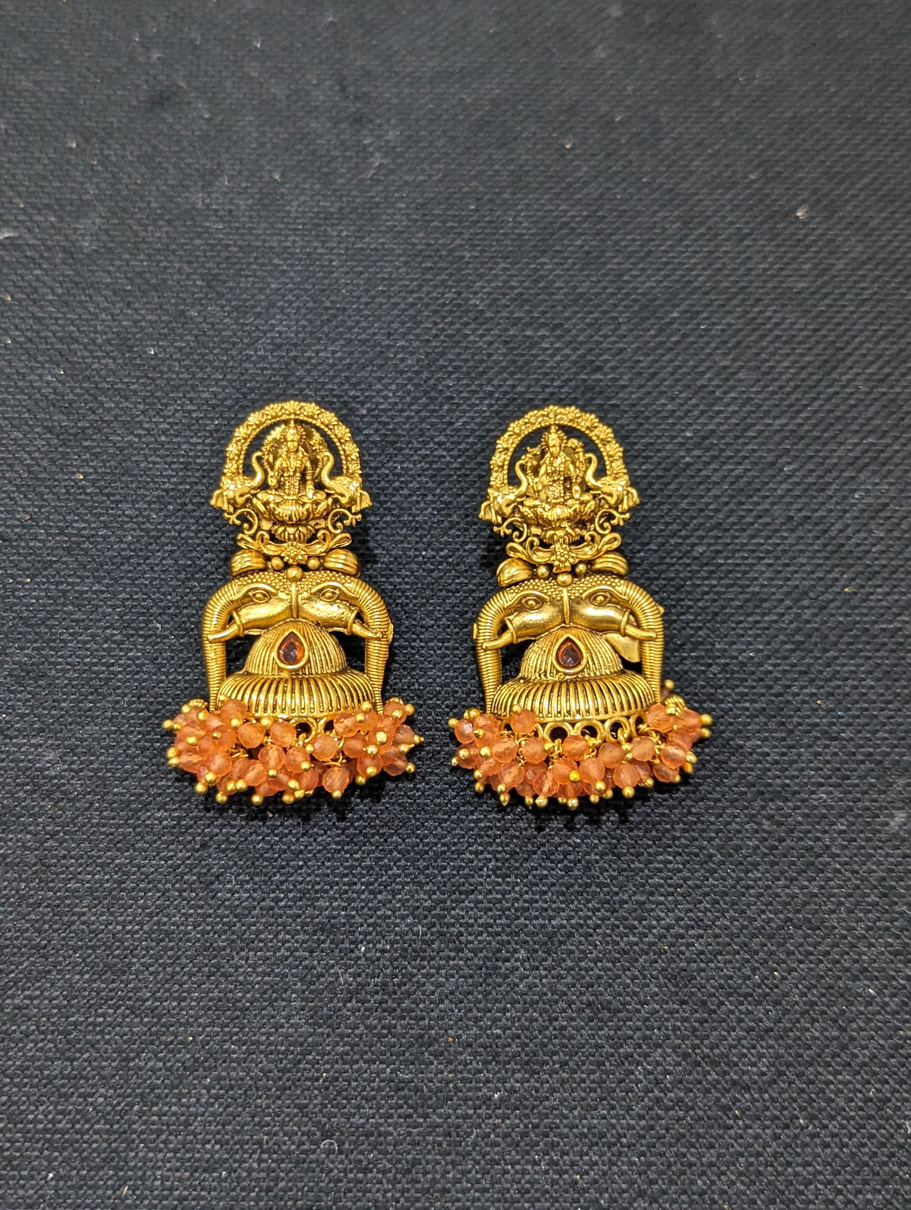 Gold Plated Lakshmi Design Jhumka Earring