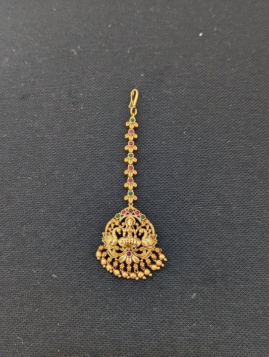 Antique Gold Lakshmi ji Kemp Maang Tikka