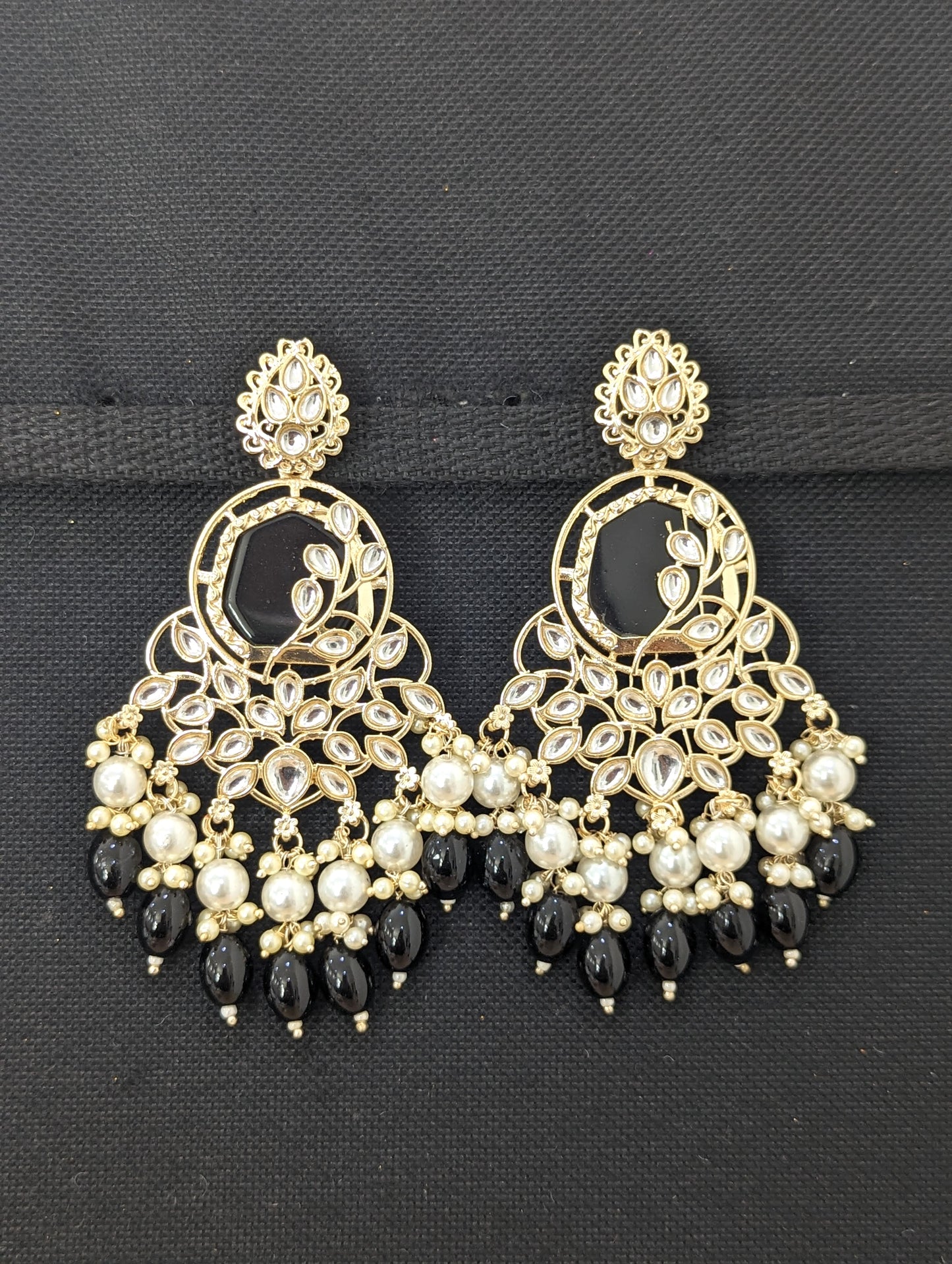 XL size Glass Kundan Beaded Chandbali Earrings