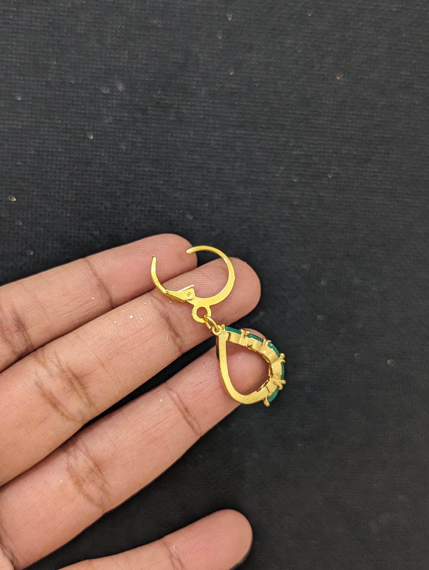 Small Hoop CZ Dangle Earrings