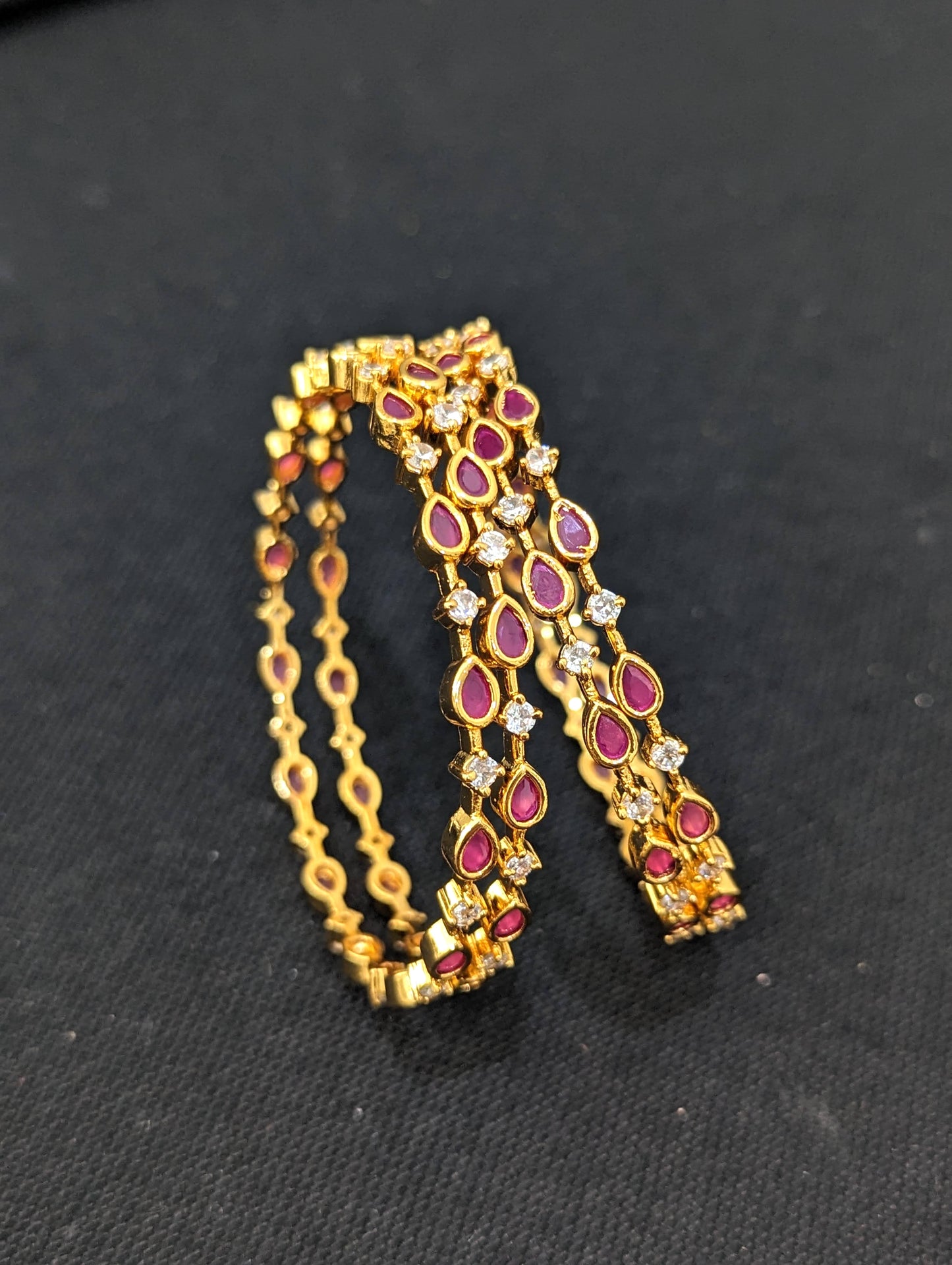 Ruby White CZ One gram Gold plated Bangles