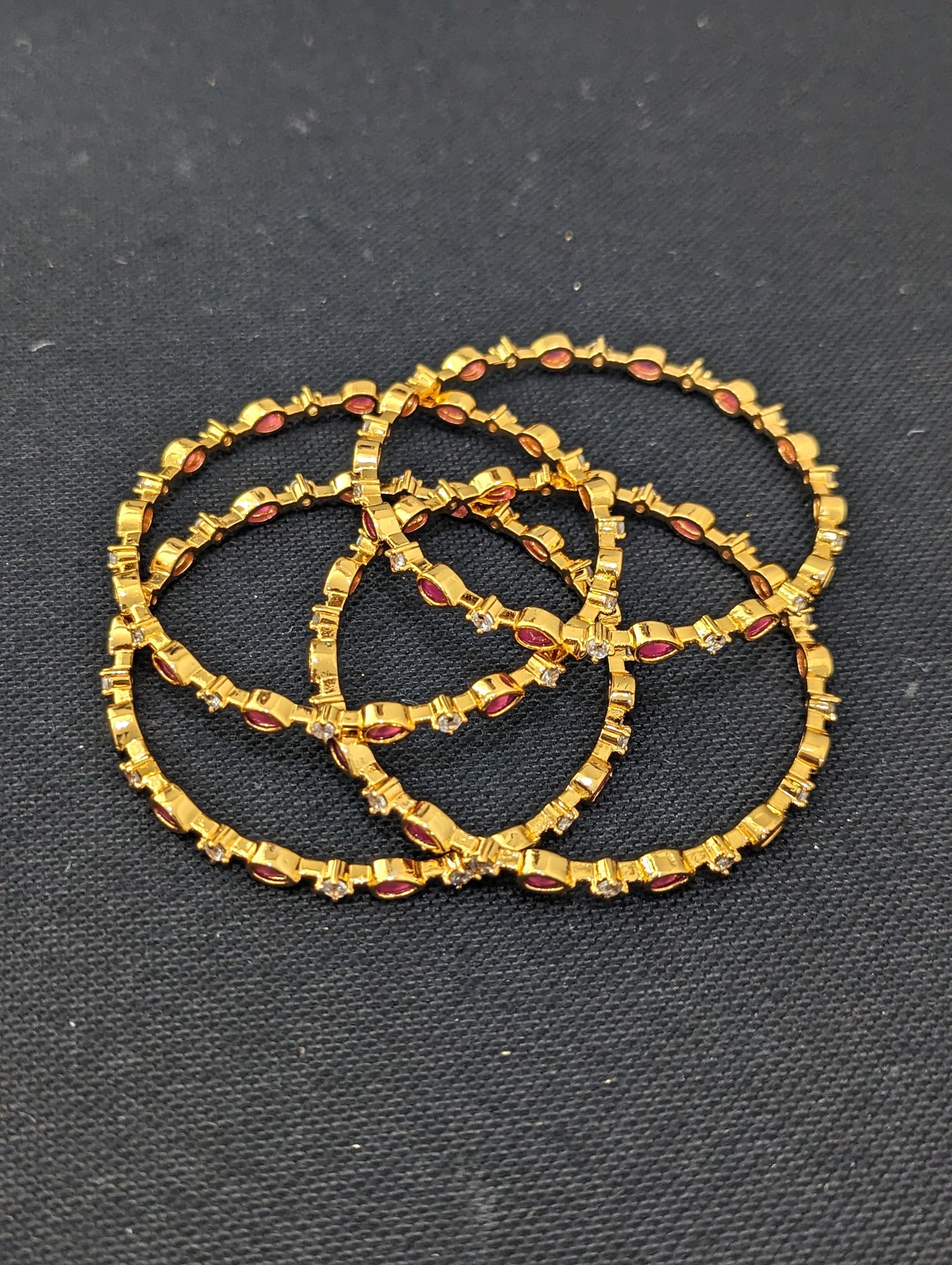 Ruby White CZ One gram Gold plated Bangles