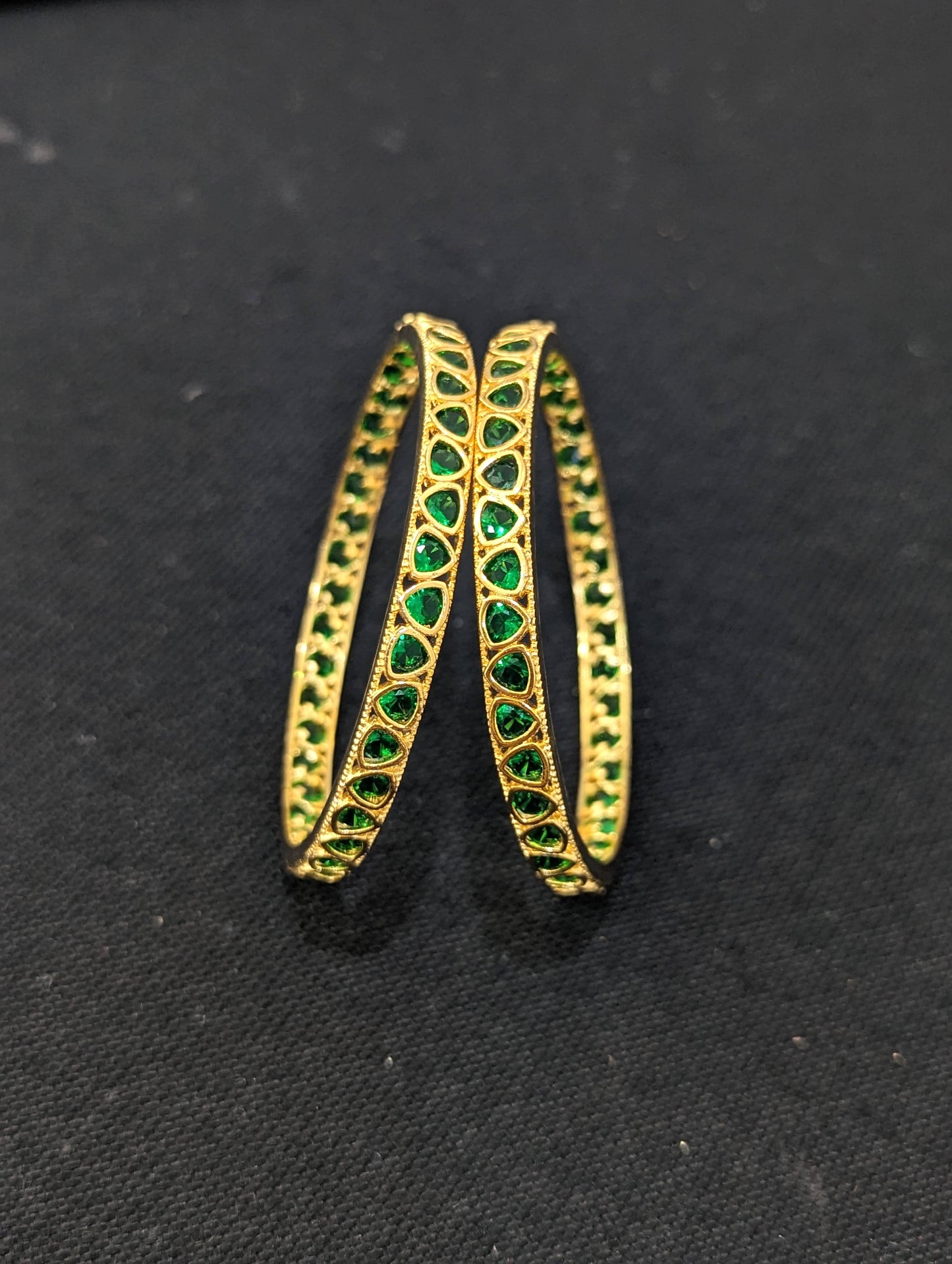 Blue - Green CZ One gram Gold plated Bangles