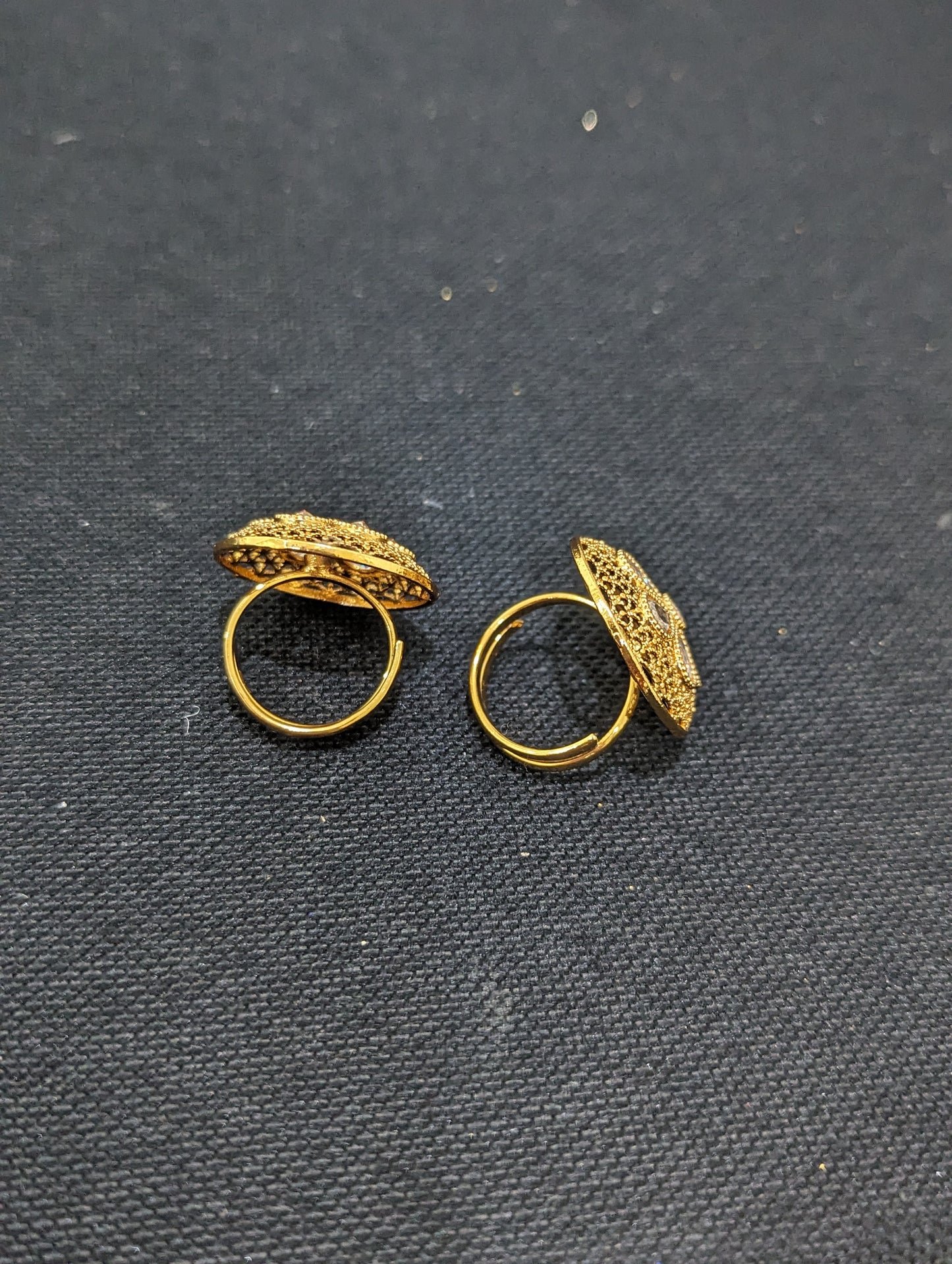 Flower design Polki stone Gold plated adjustable Finger rings