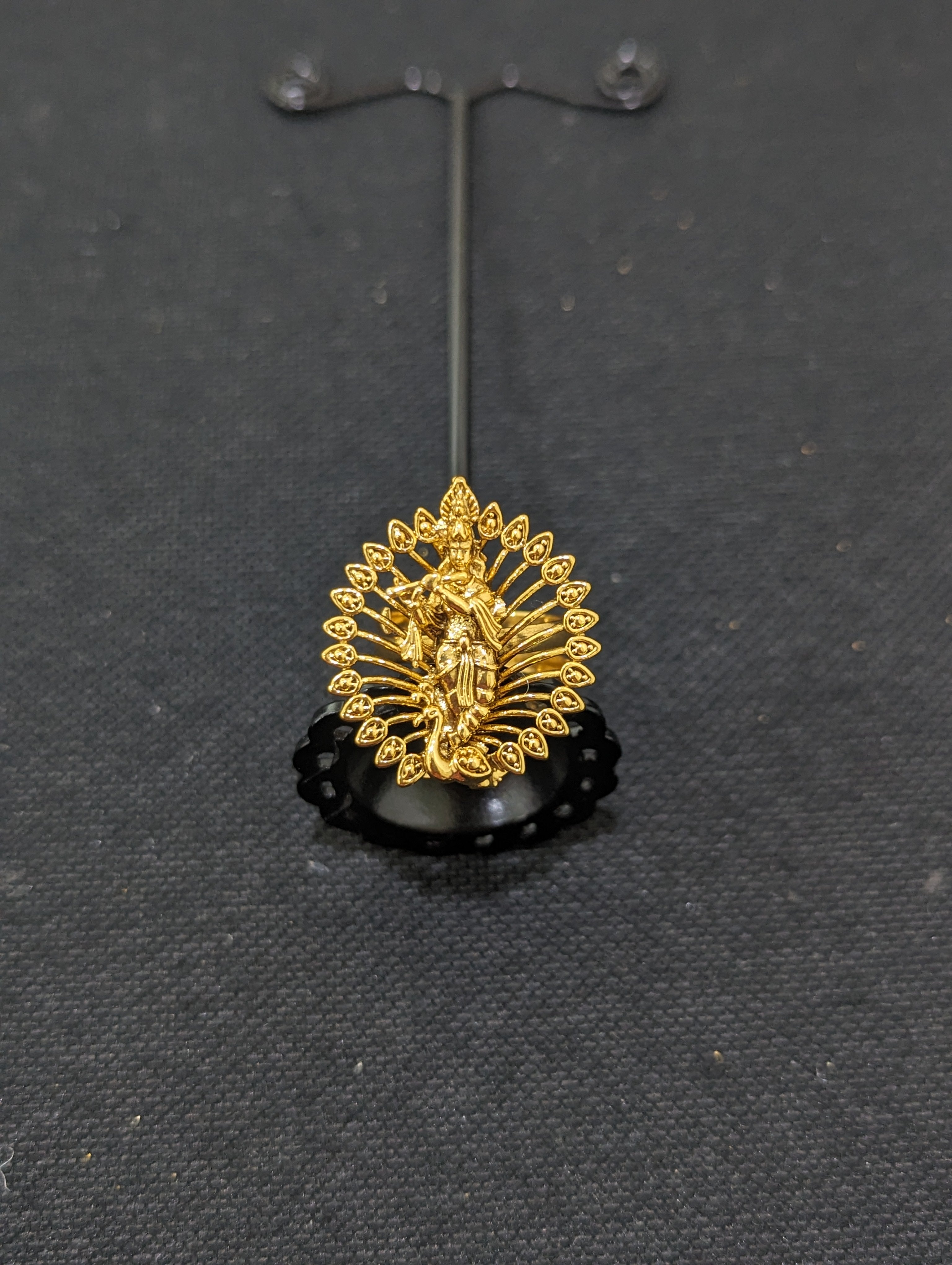 Kundan Polki Lord Krishna Adjustable Cocktail Ring - Sanvi Jewels Pvt. Ltd.  - 2661919