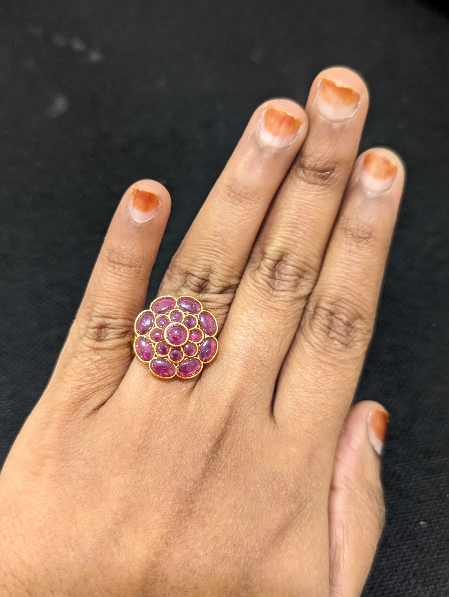 Flower design Kemp stone adjustable Finger rings