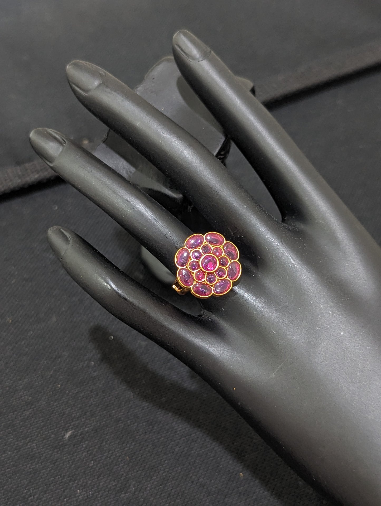 Flower design Kemp stone adjustable Finger rings