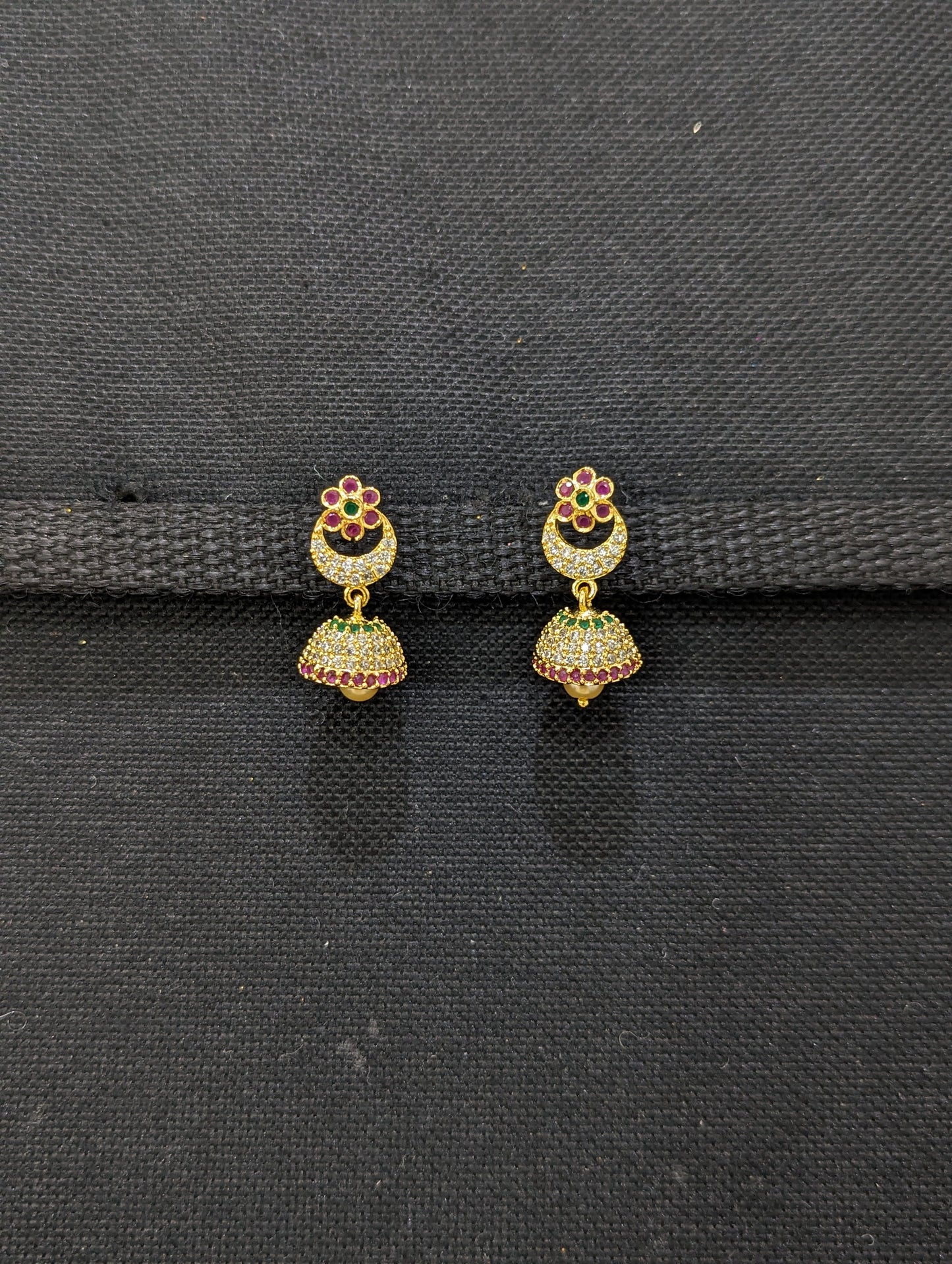 Small CZ Jhumka earrings - Design 15