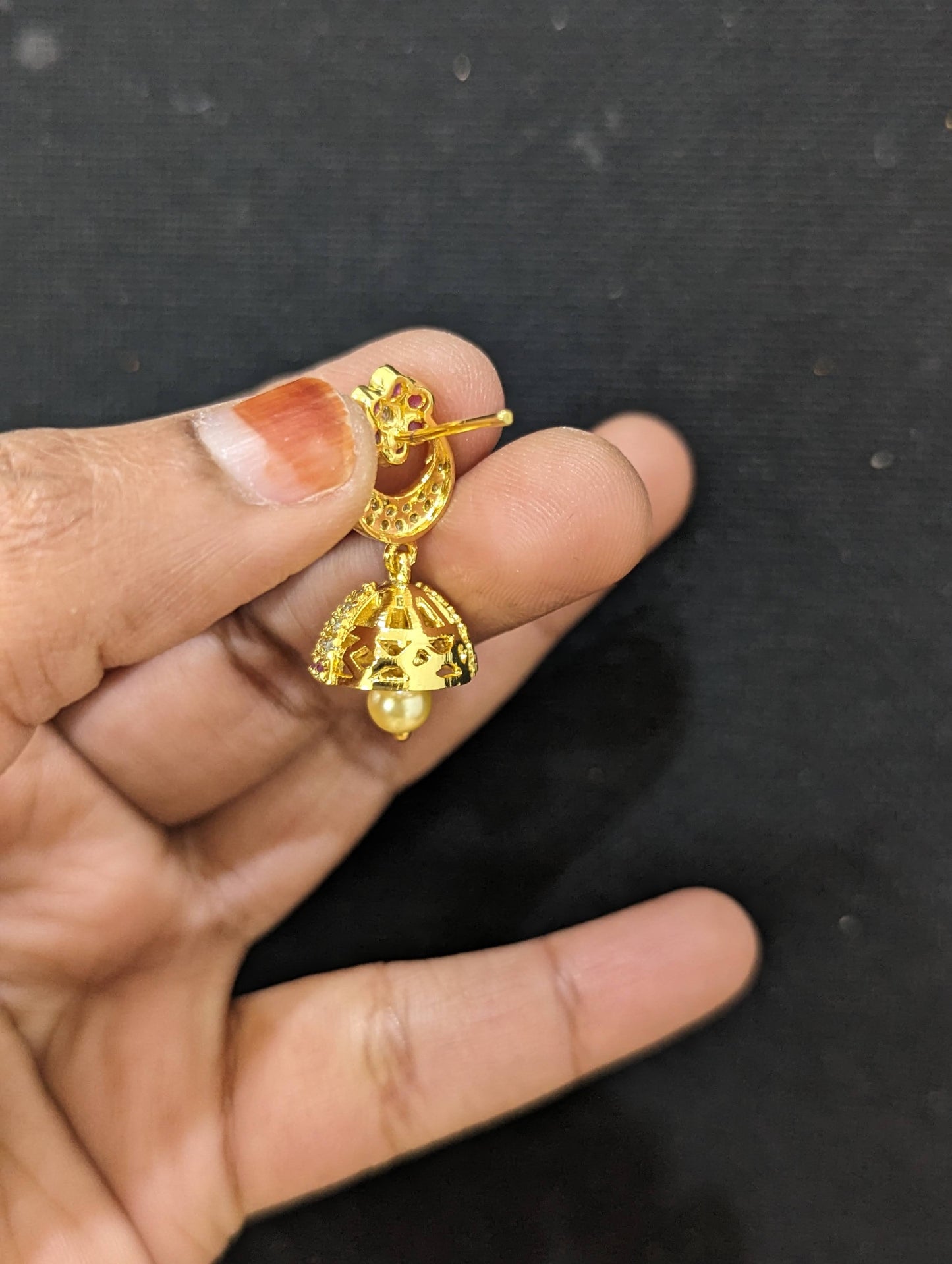 Small CZ Jhumka earrings - Design 15