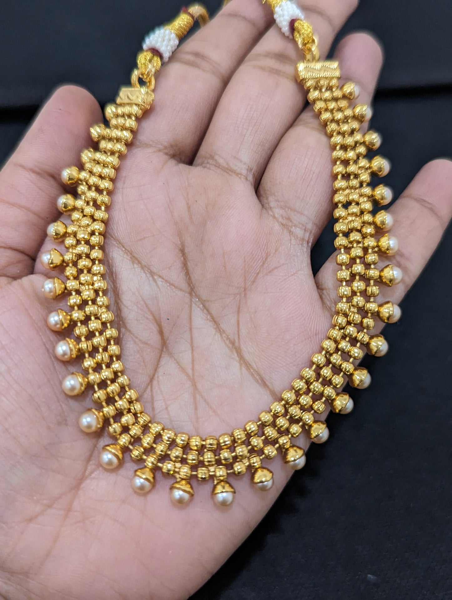 Gold plated Pearl Choker necklace Jhumka Earrings set