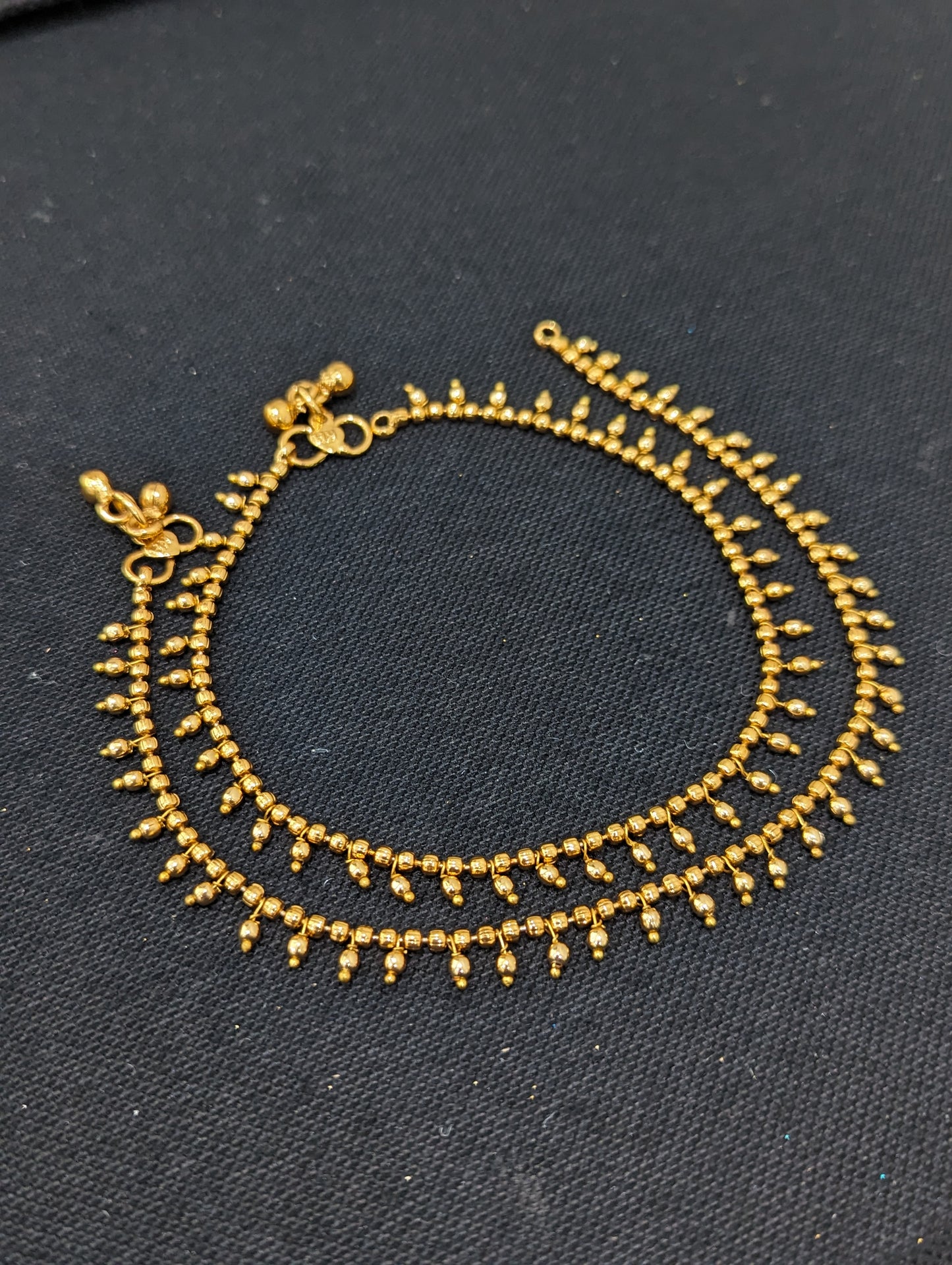 Gold bead dangle Simple Anklets