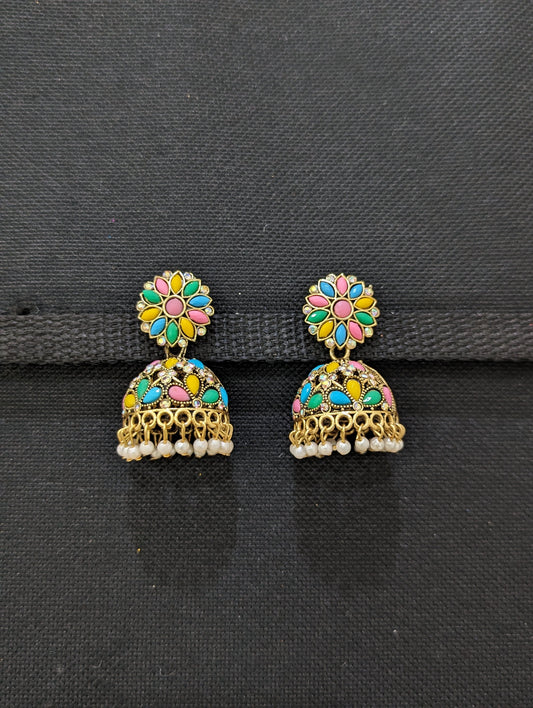 Multi color Antique Jhumka Earrings