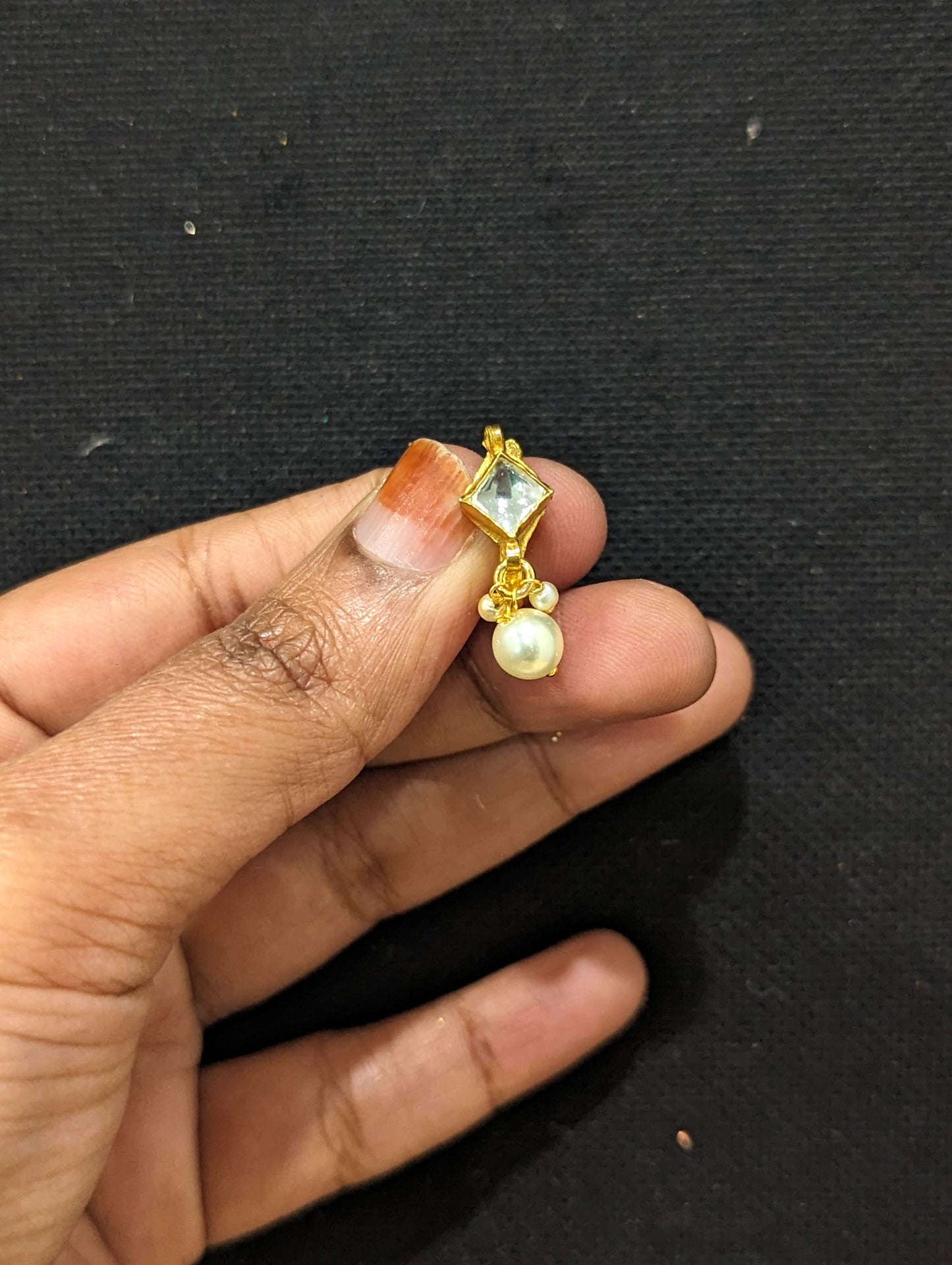 Kundan stone Clip on Nose Pin - Diamond design