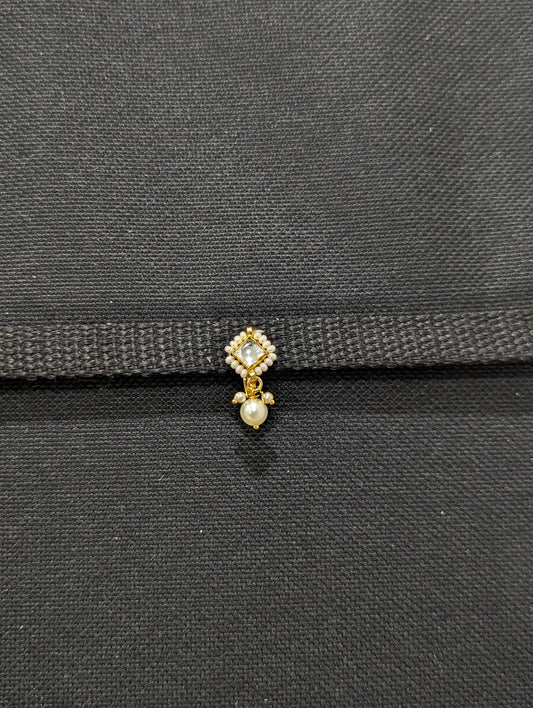 Kundan stone Clip on Nose Pin - Diamond design D2