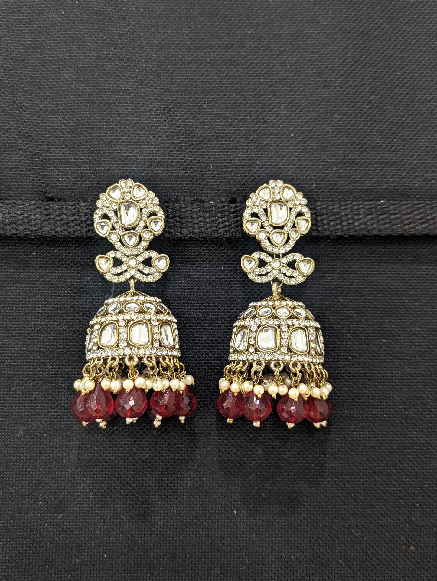 Mehandi gold plated Large Jhumka Earrings