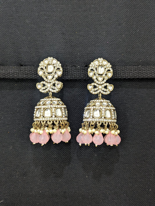 Mehandi gold plated Large Jhumka Earrings