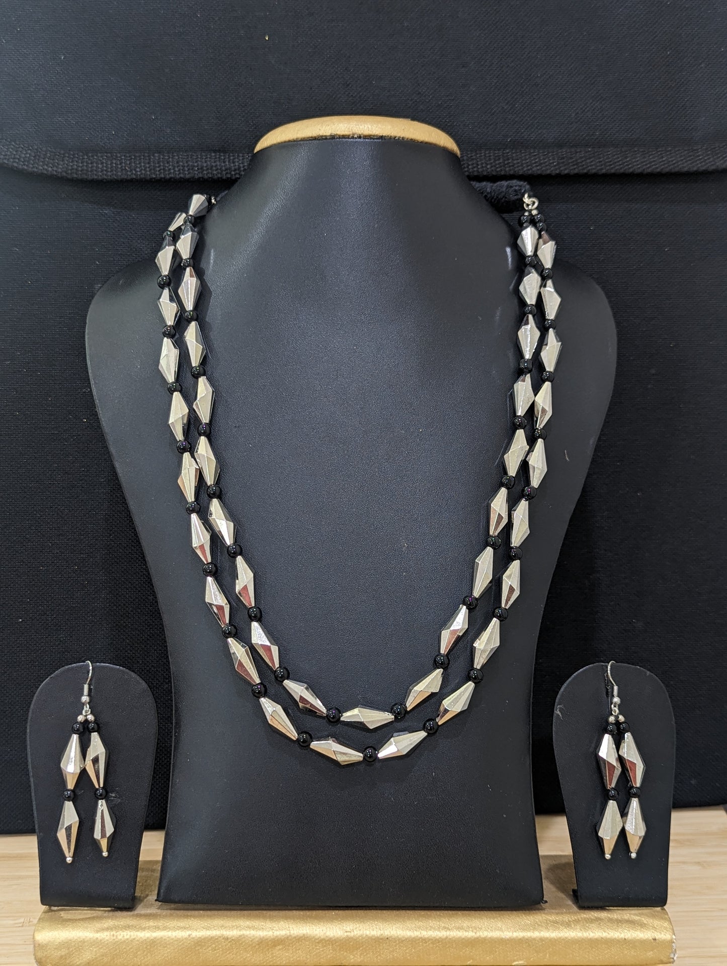 Dual stranded Dholki Necklace and earrings set