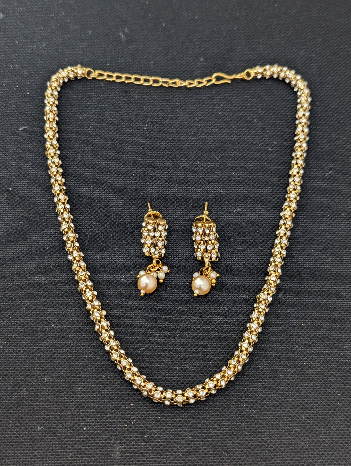 Mini polki stone Pipe Chain Necklace and Earrings set