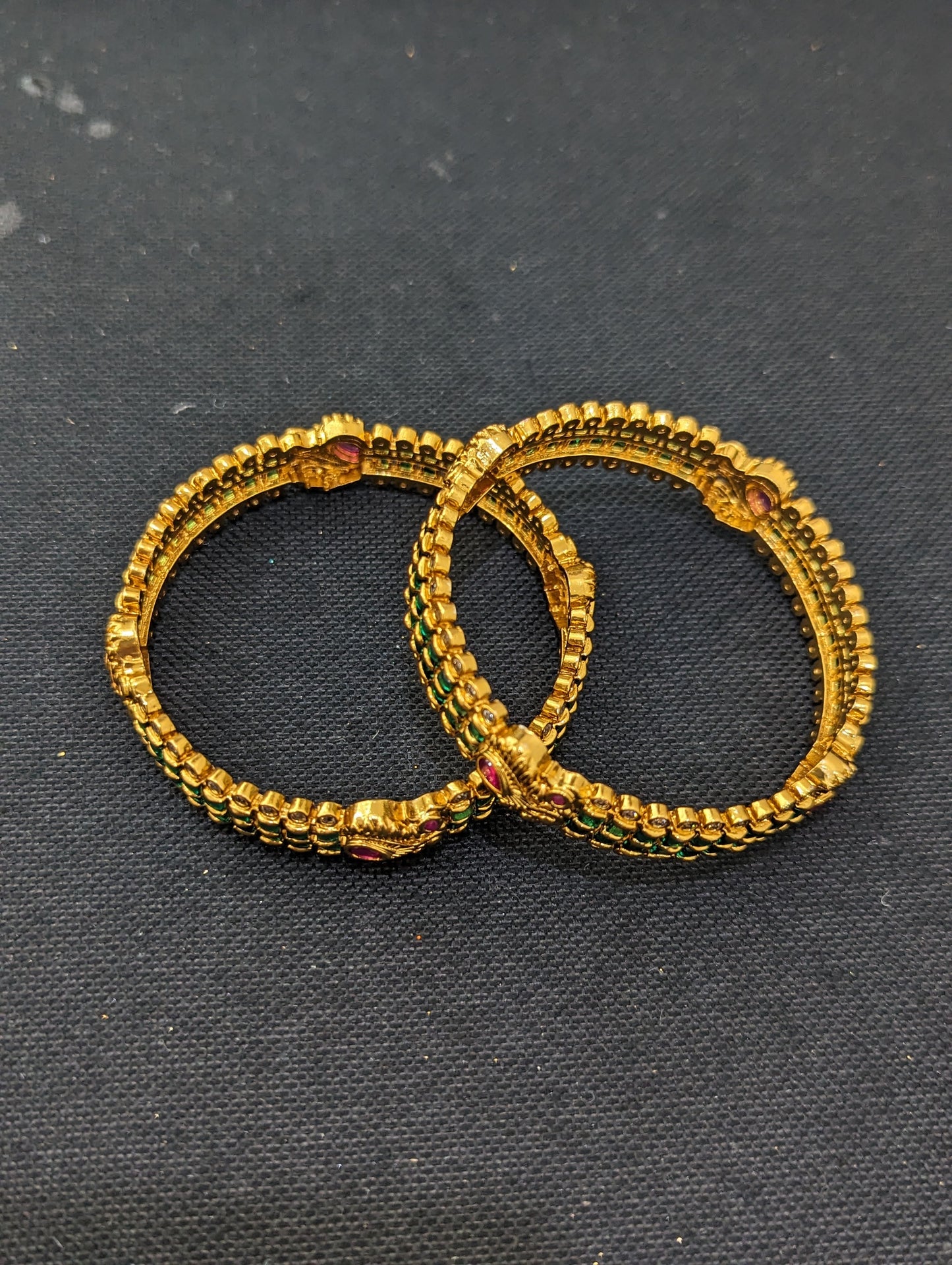 Antique Kemp and CZ stone Broad Bangles
