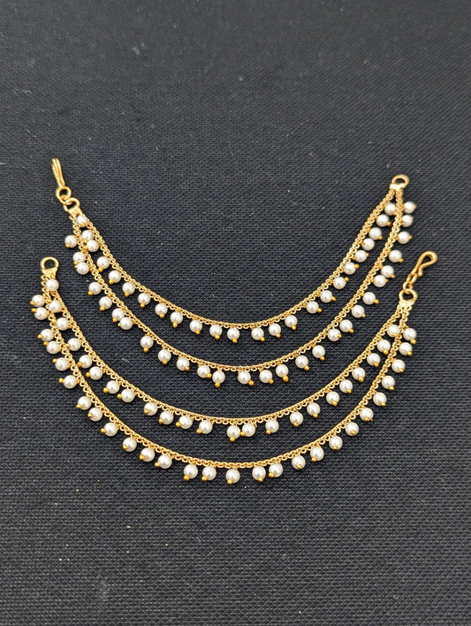 Pearl dangle Double layer Earrings chain / Maatal / Kaan Chain