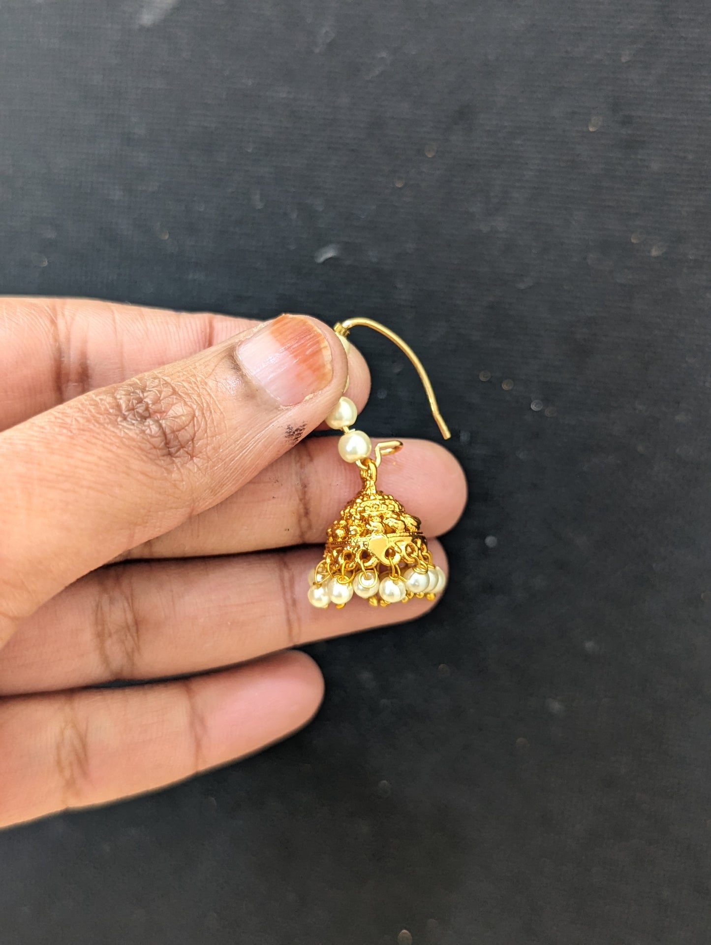Orange Gold plated Pearl hoop jhumka Earrings