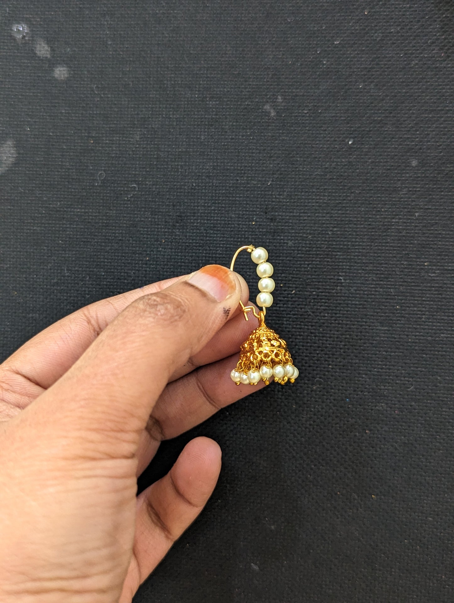 Orange Gold plated Pearl hoop jhumka Earrings