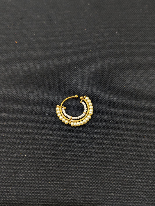 Faux pearl gold plated Indian Nose Ring