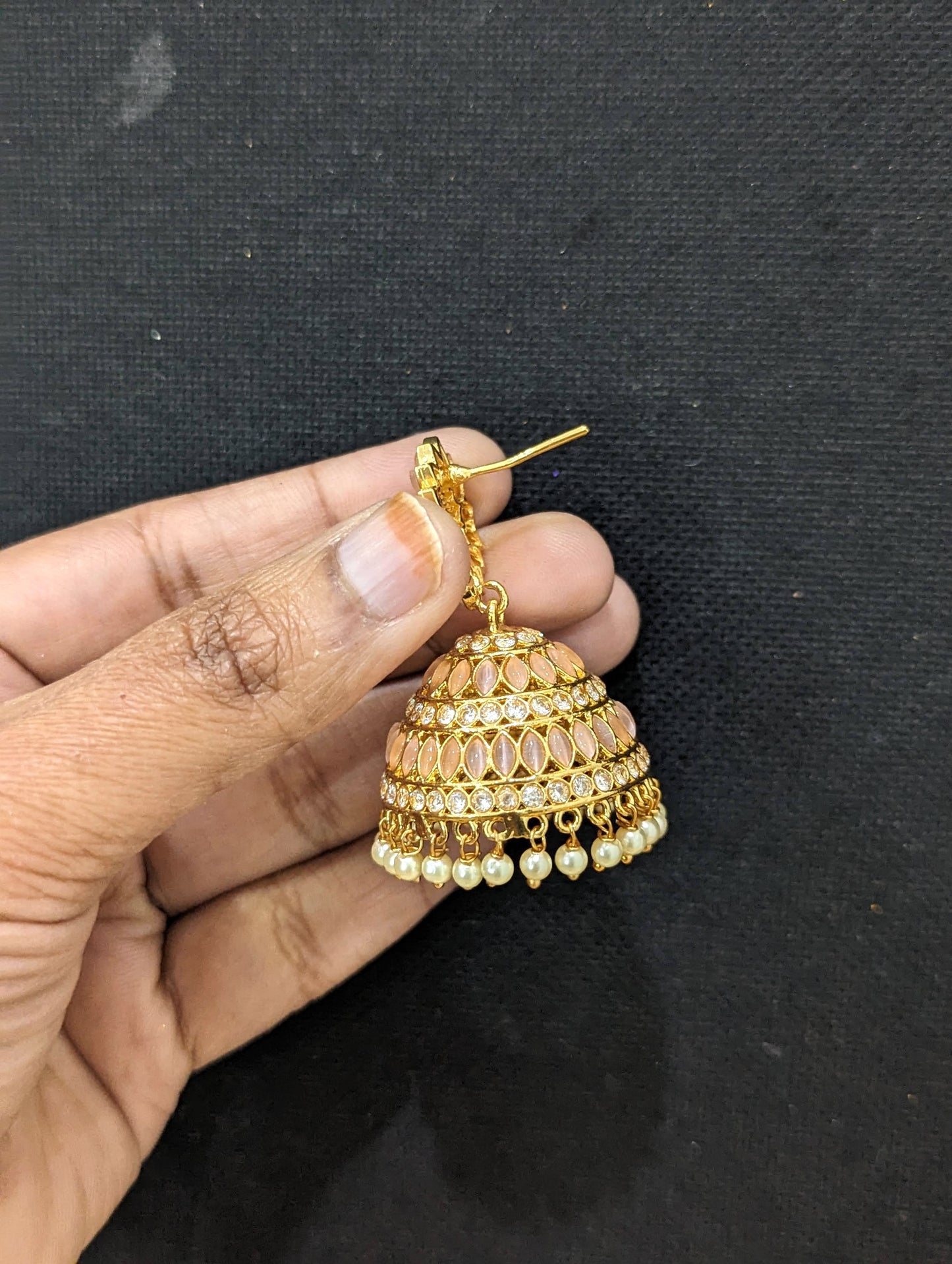 Polki gold plated Large Jhumka Earrings
