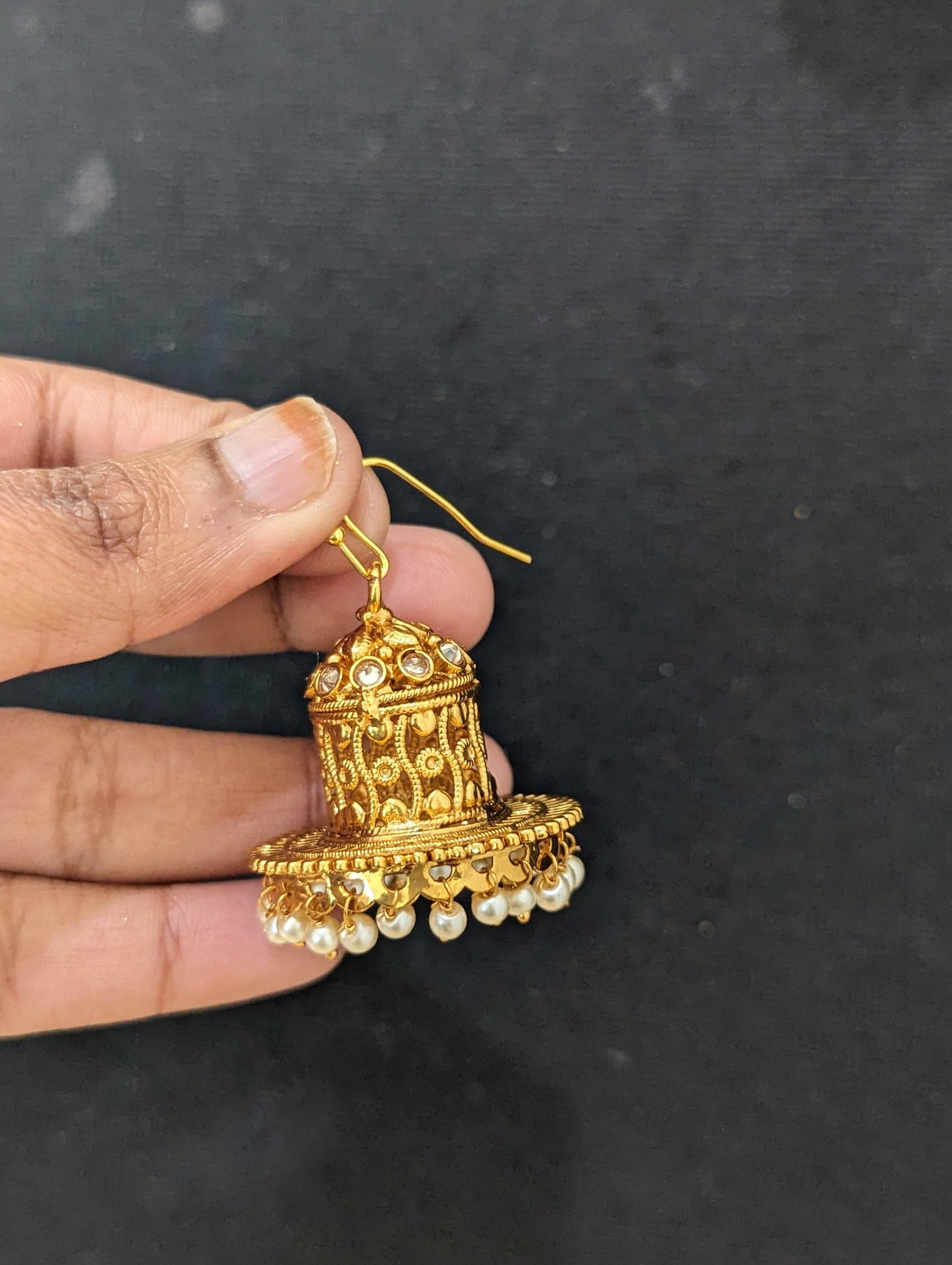 Unique hook drop Jhumka Earrings
