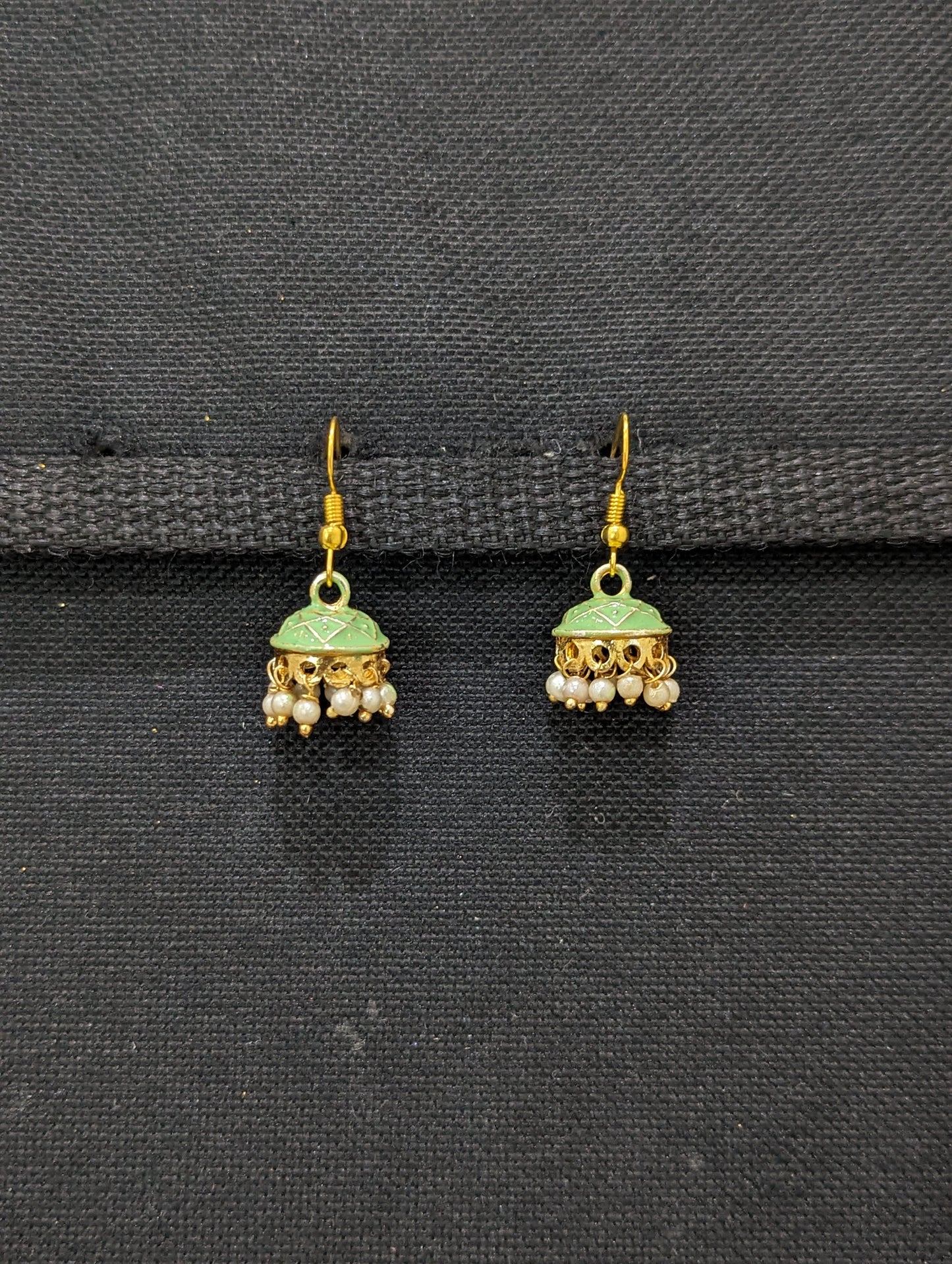 Mini hook drop Meenakari Jhumka Earrings