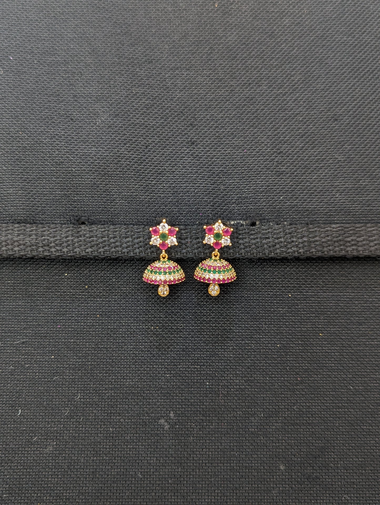 Small CZ Jhumka earrings - Design 21