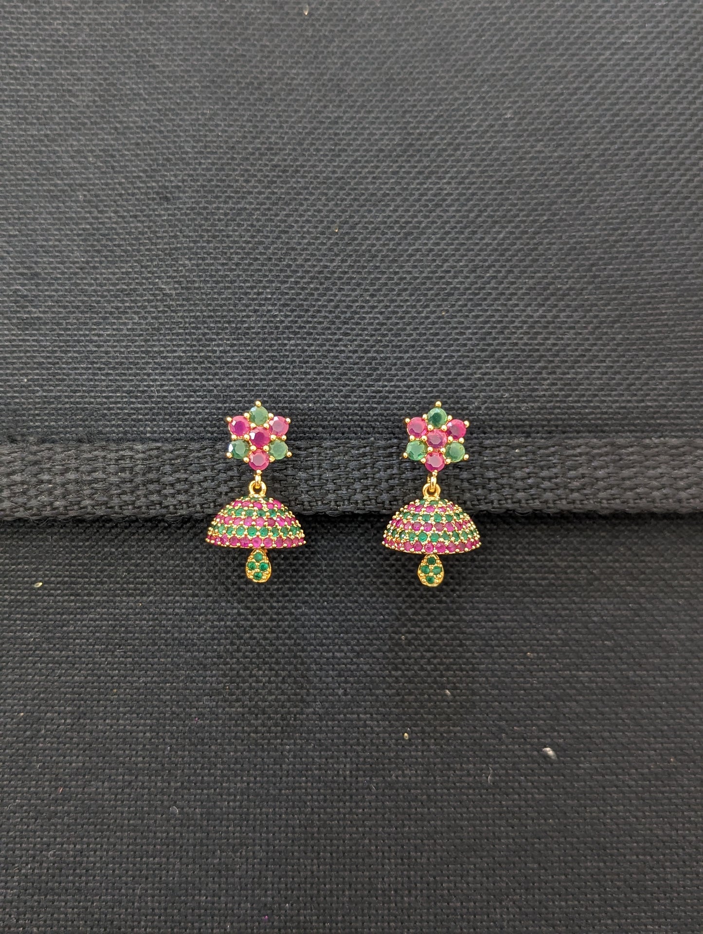 Small CZ Jhumka earrings - Design 21