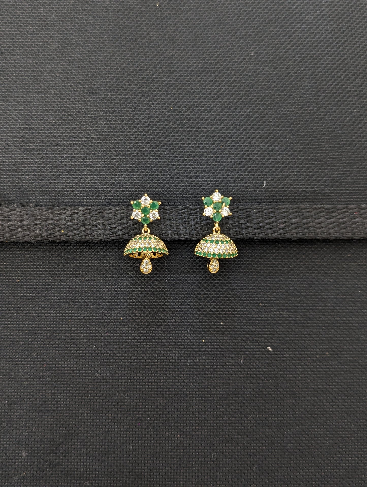 Small CZ Jhumka earrings - Design 21