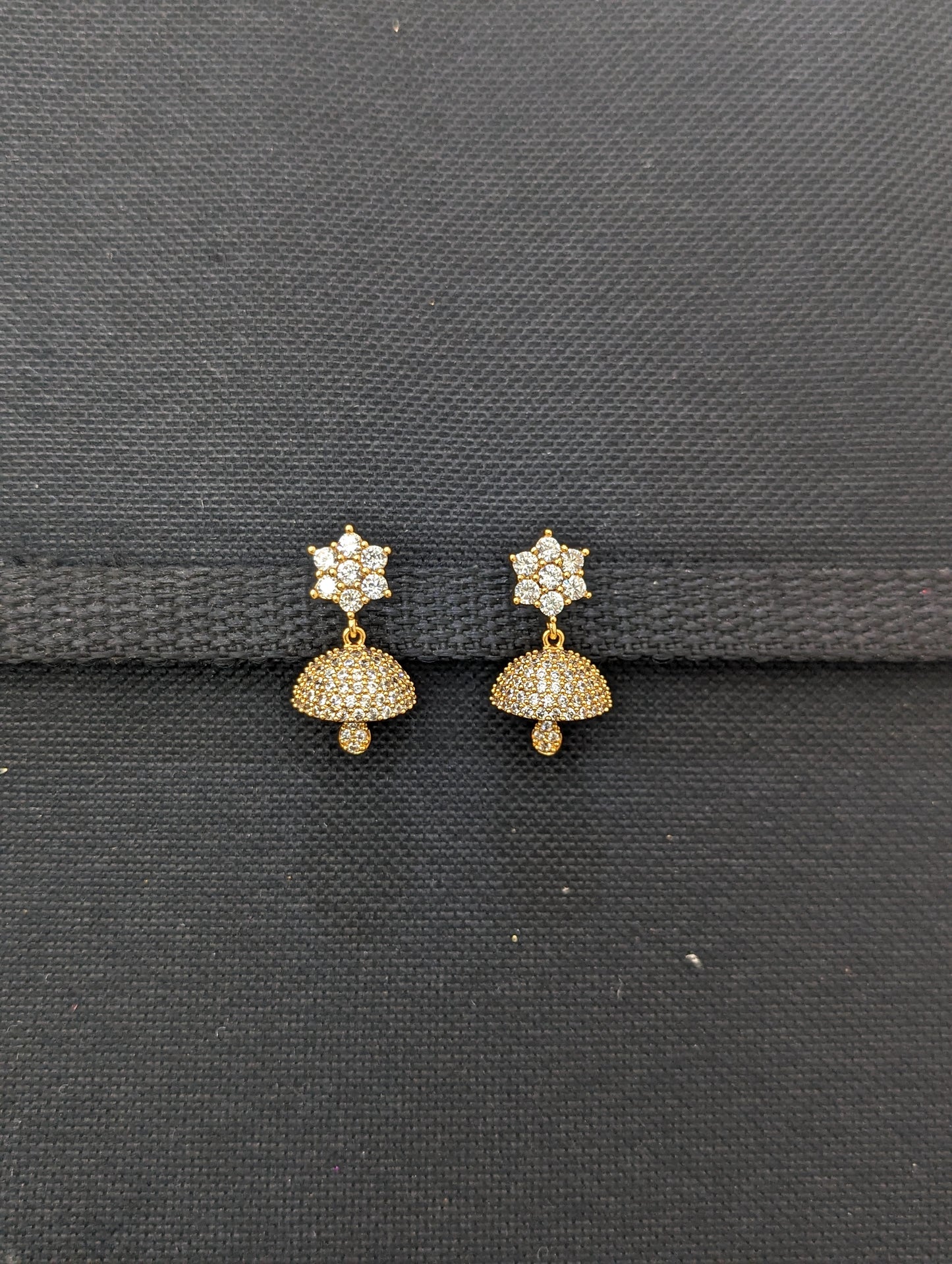 Small CZ Jhumka earrings - Design 21