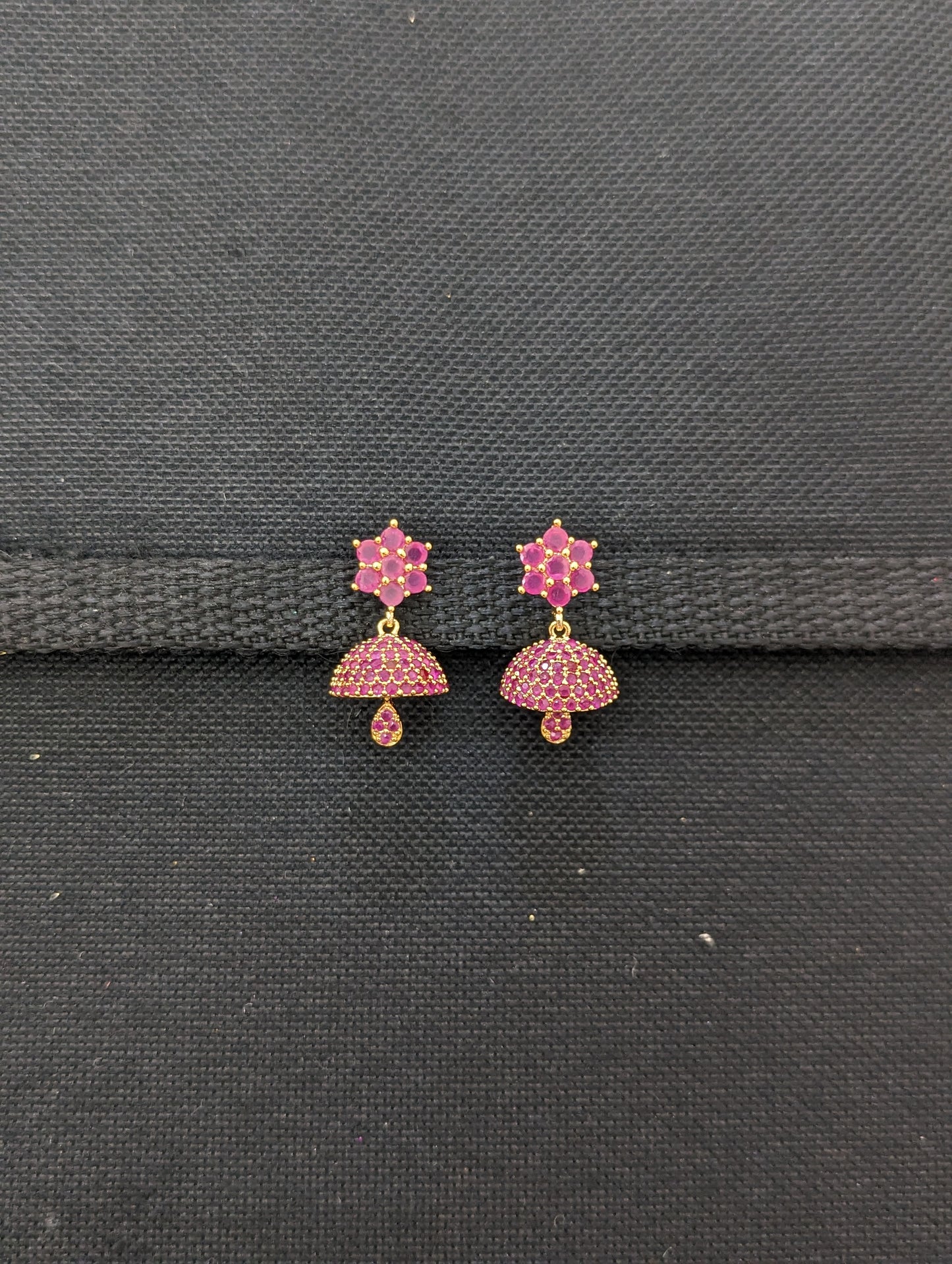 Small CZ Jhumka earrings - Design 21