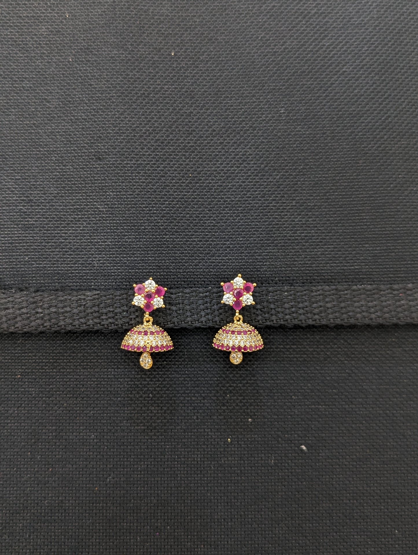 Small CZ Jhumka earrings - Design 21