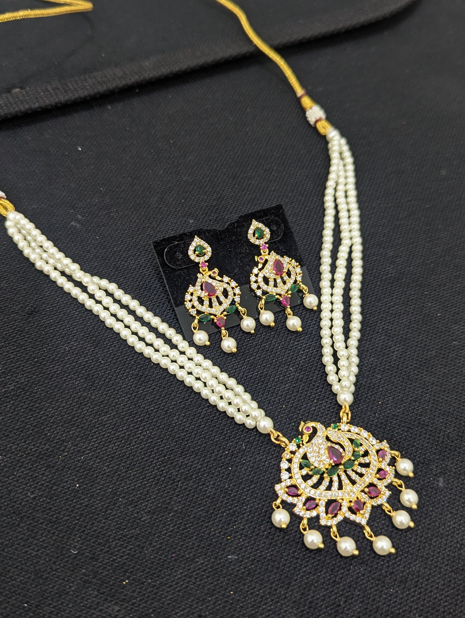 One gram gold plated CZ Pearl Choker Set – Simpliful Jewelry