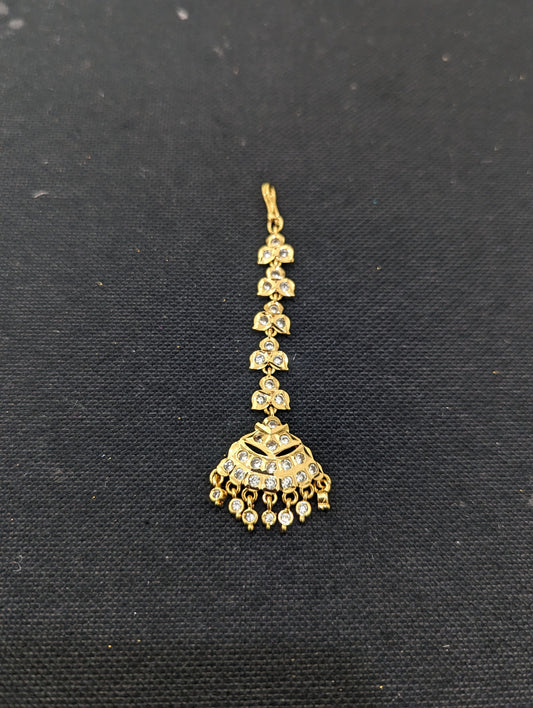 Micro gold plated CZ Maang Tikka - D1