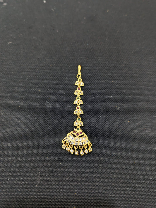 Micro gold plated CZ Maang Tikka - D1