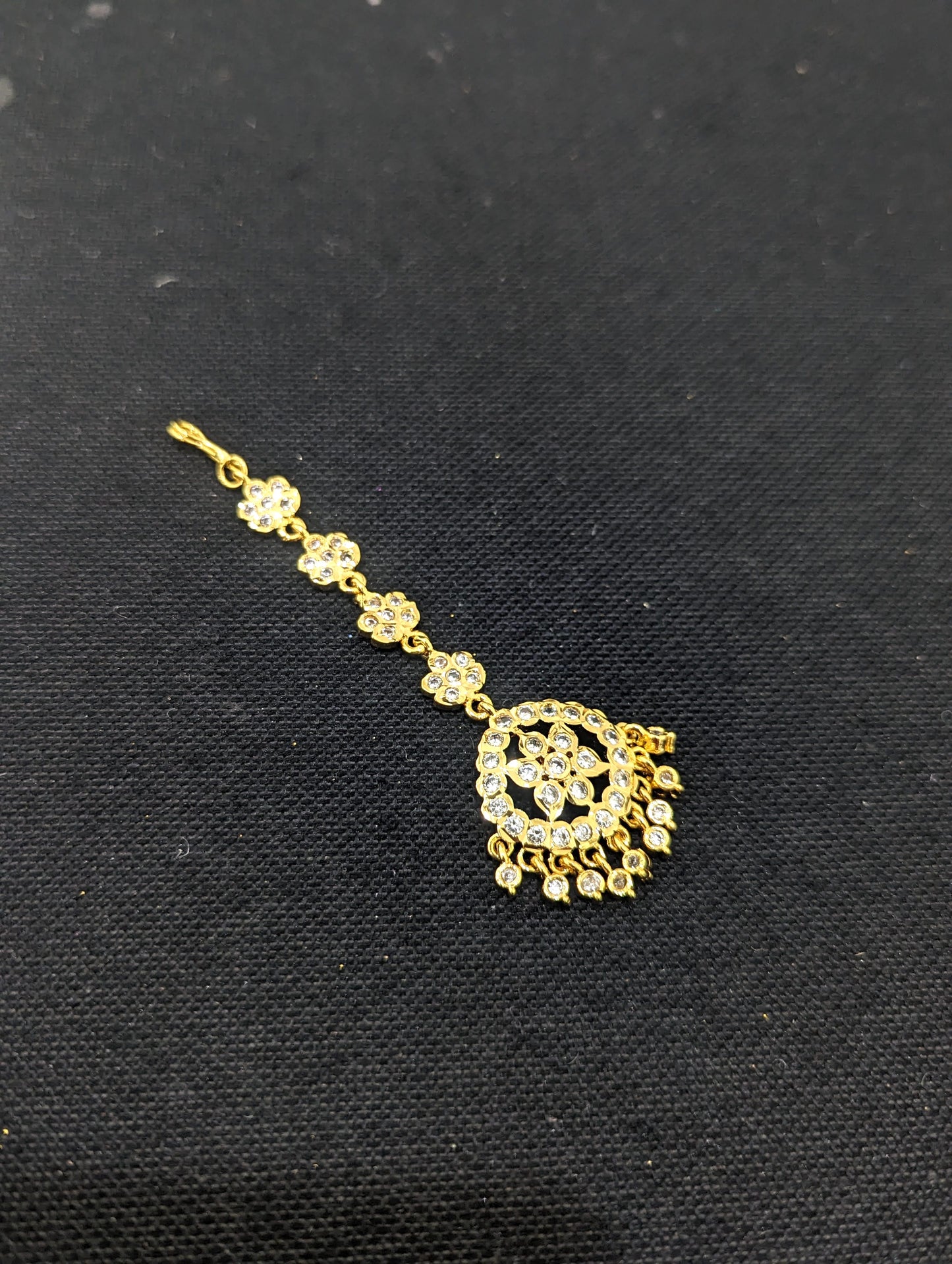 Micro gold plated CZ Maang Tikka - D2