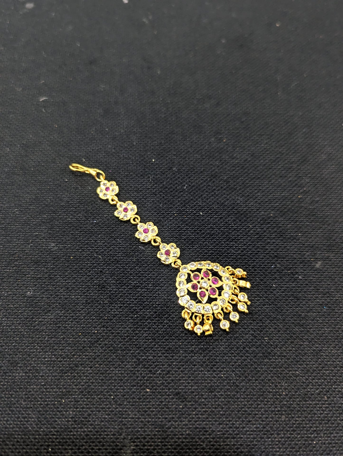 Micro gold plated CZ Maang Tikka - D2