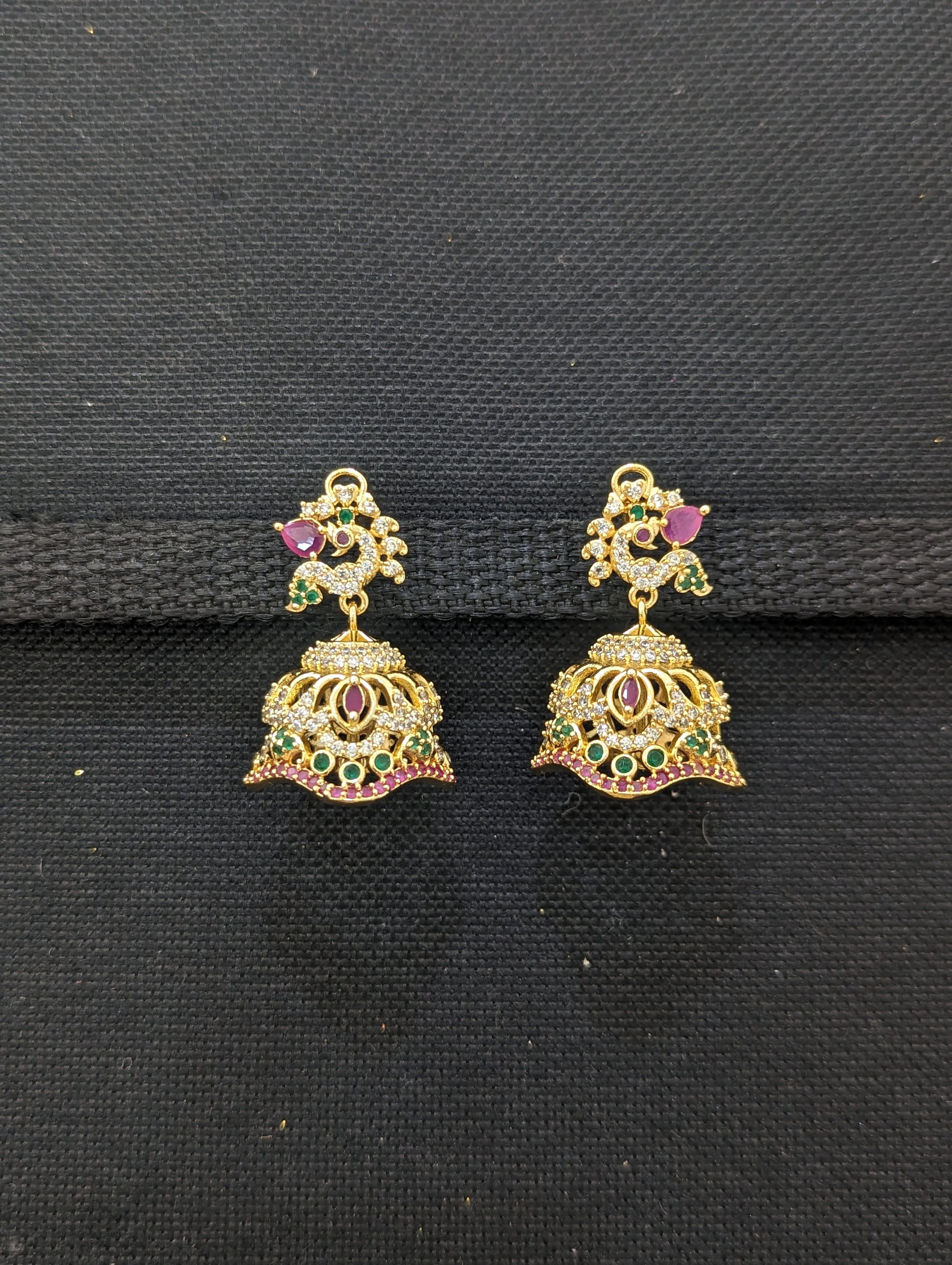 One gram gold plated CZ Jhumka Earrings- D2 – Simpliful Jewelry