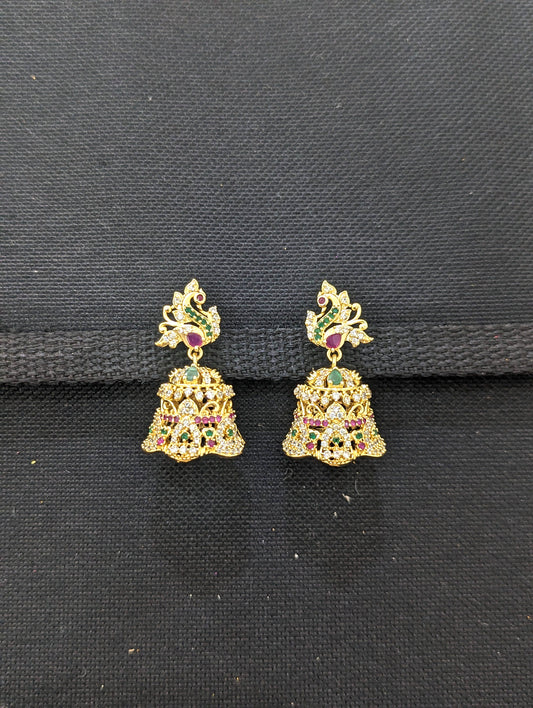 One gram gold plated CZ Jhumka Earrings- D3
