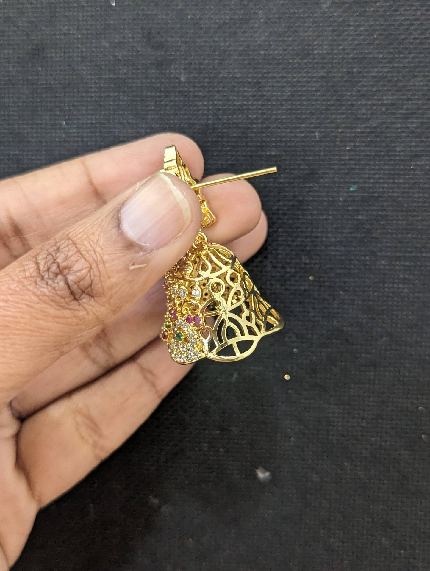 One gram gold plated CZ Jhumka Earrings- D3