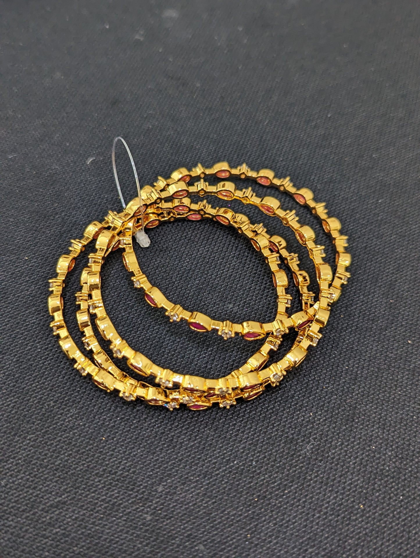 Ruby White CZ One gram Gold plated Bangles