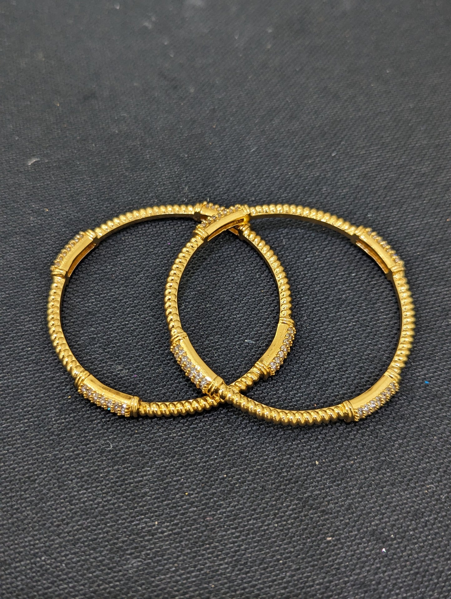 Antique gold plated White CZ Bangles