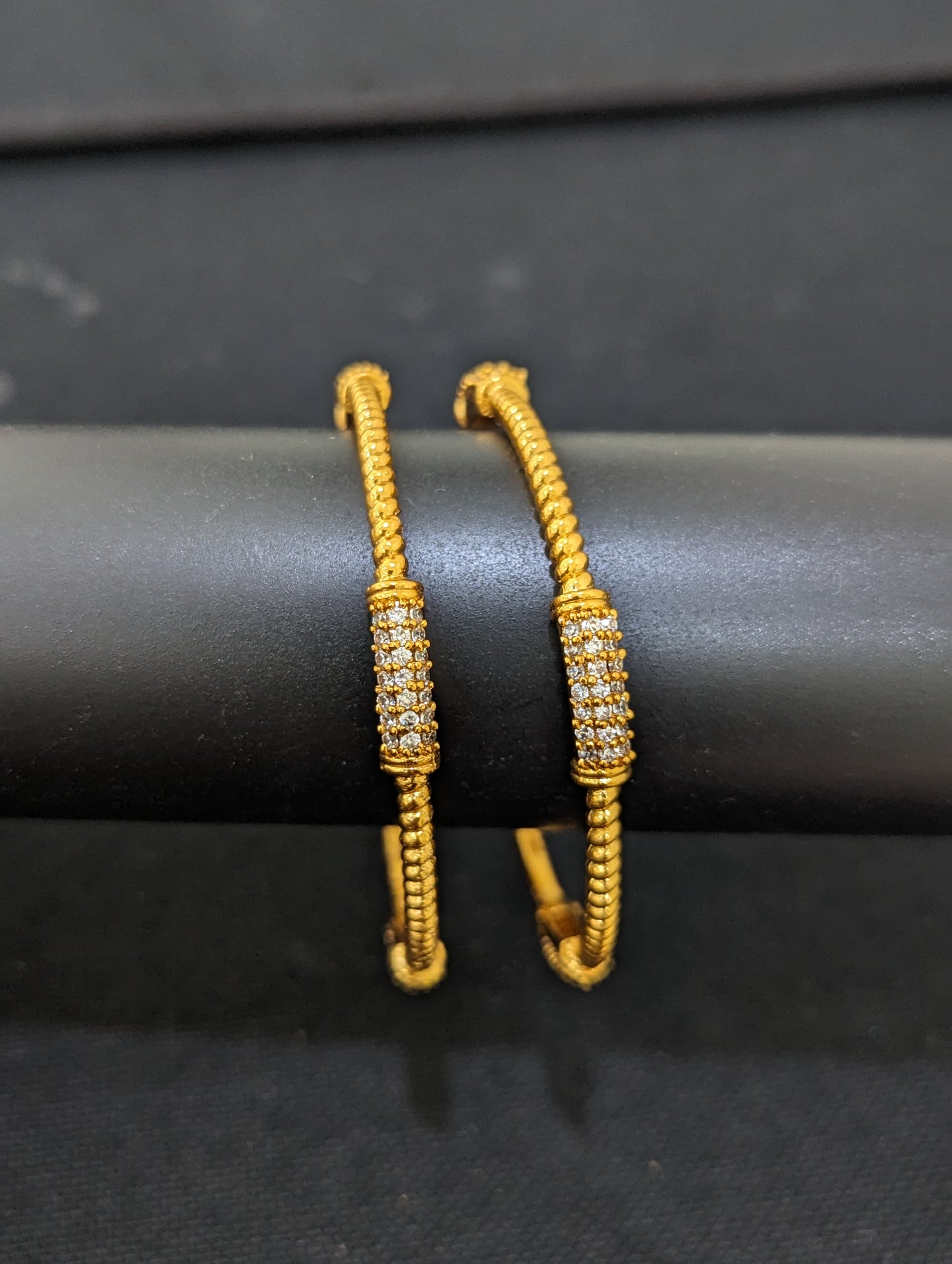 Antique gold plated White CZ Bangles