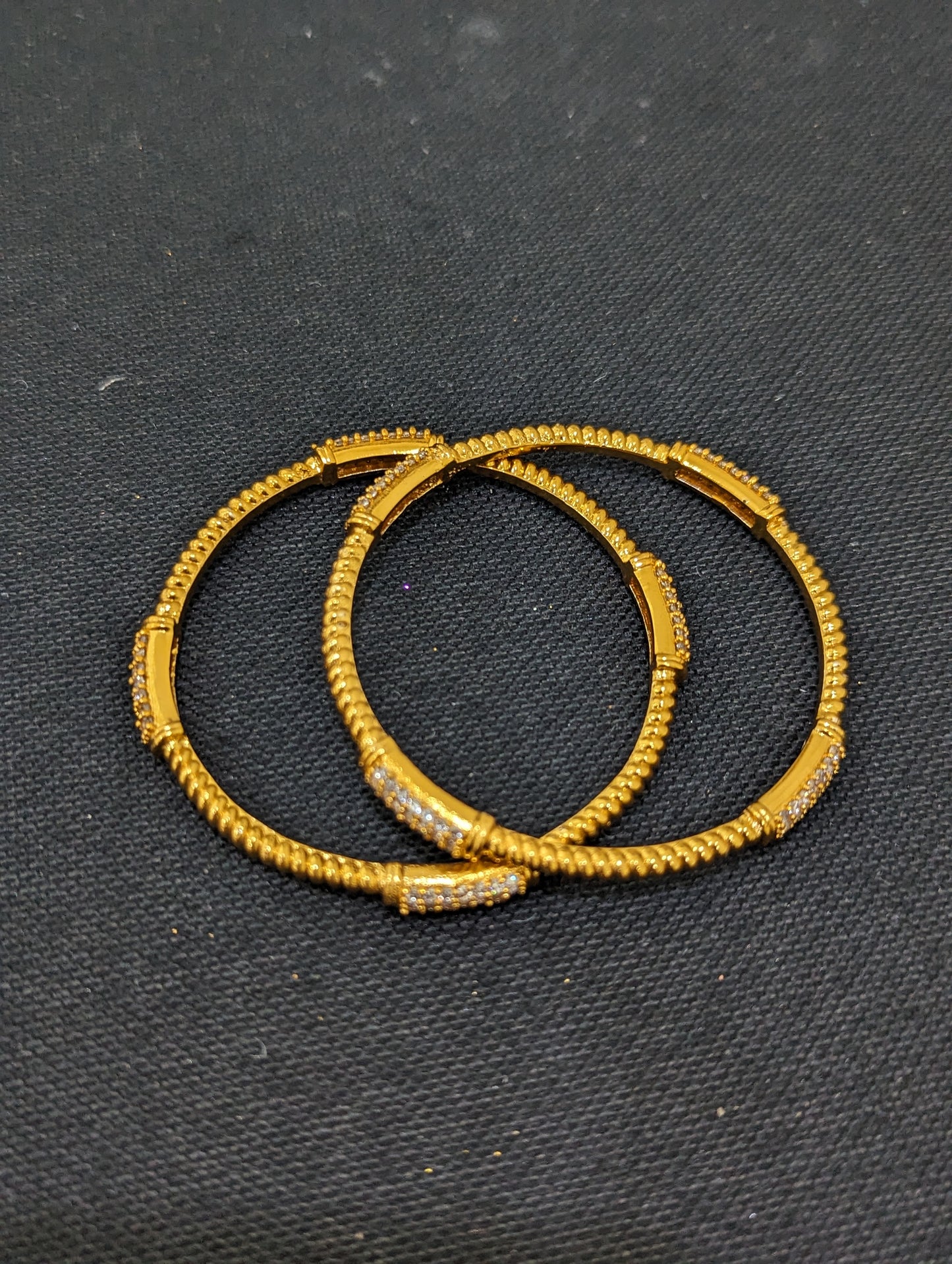 Antique gold plated White CZ Bangles