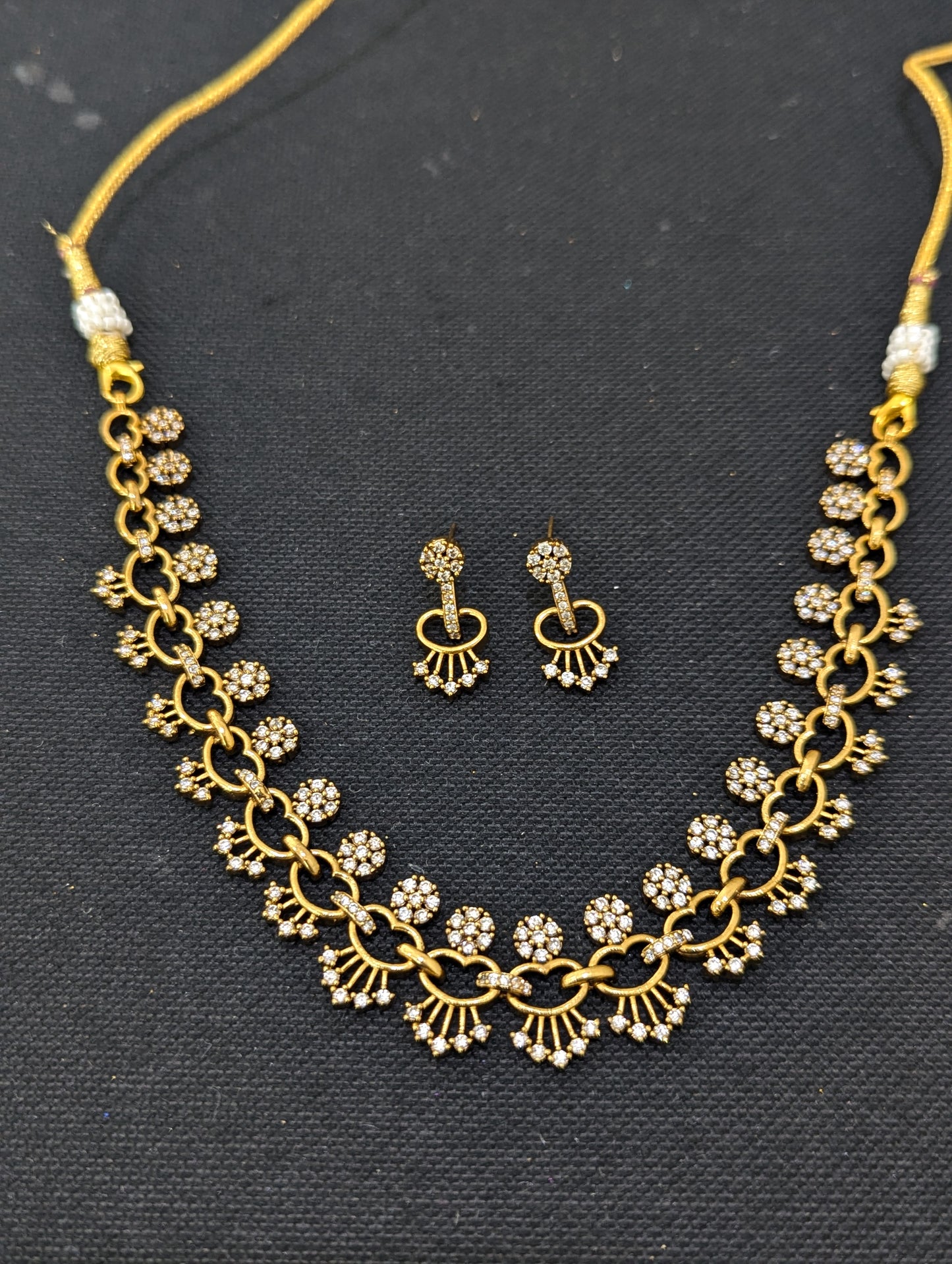 Antique White CZ Necklace and Earrings set