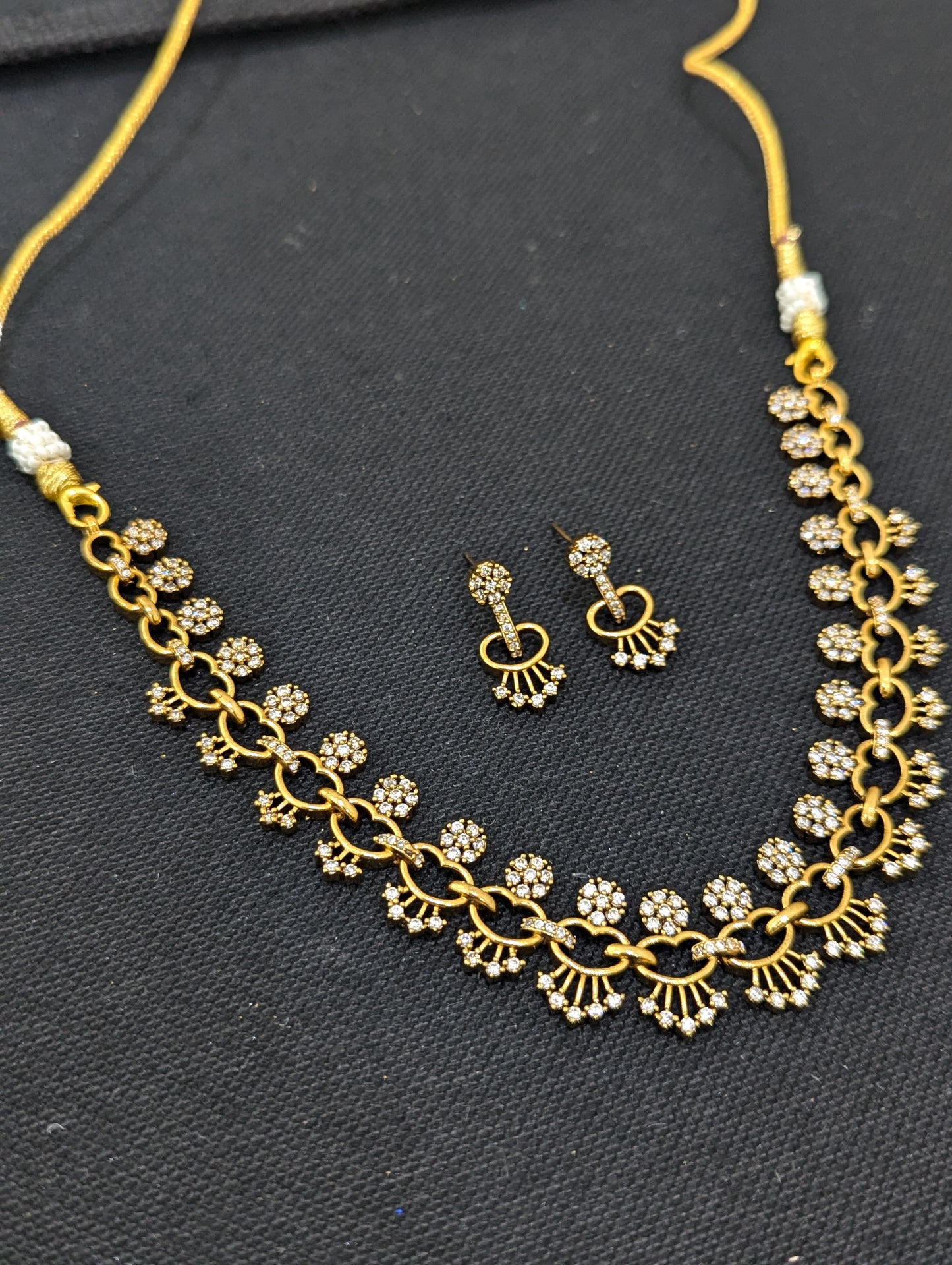 Antique White CZ Necklace and Earrings set